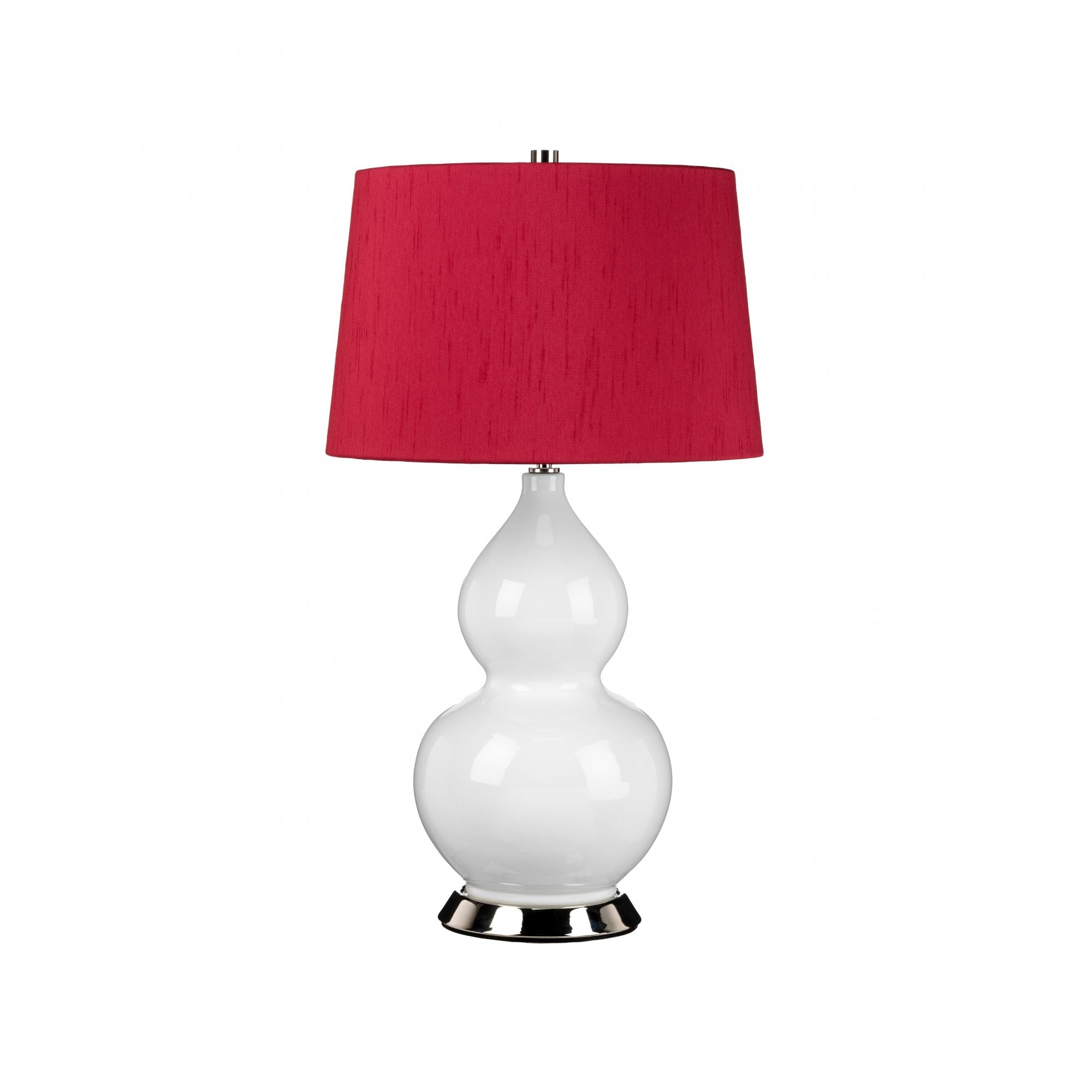 Elstead Isla 1 Light Table Lamp - White, Polished Nickel & Red