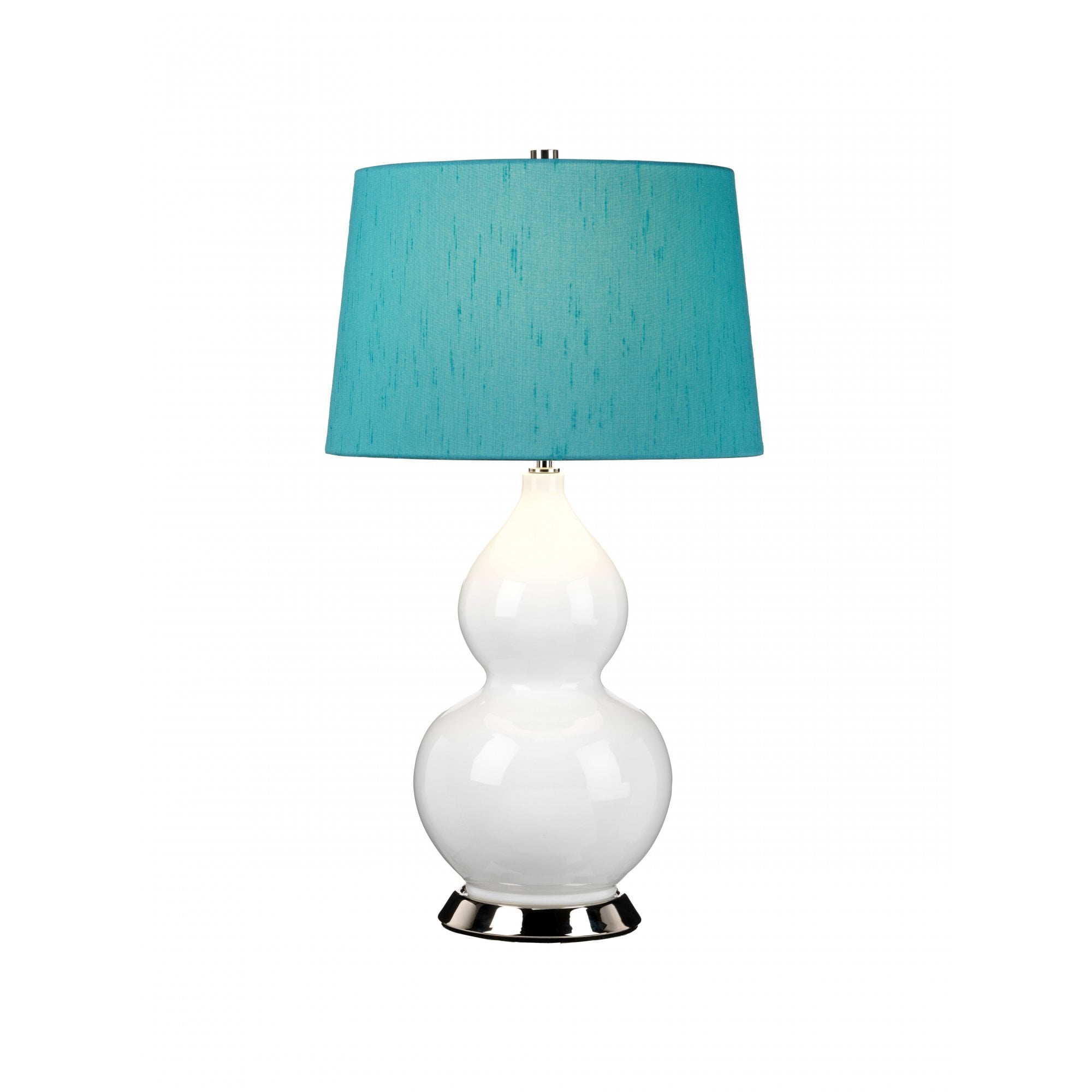 Elstead Isla 1 Light Table Lamp - White, Polished Nickel & Teal