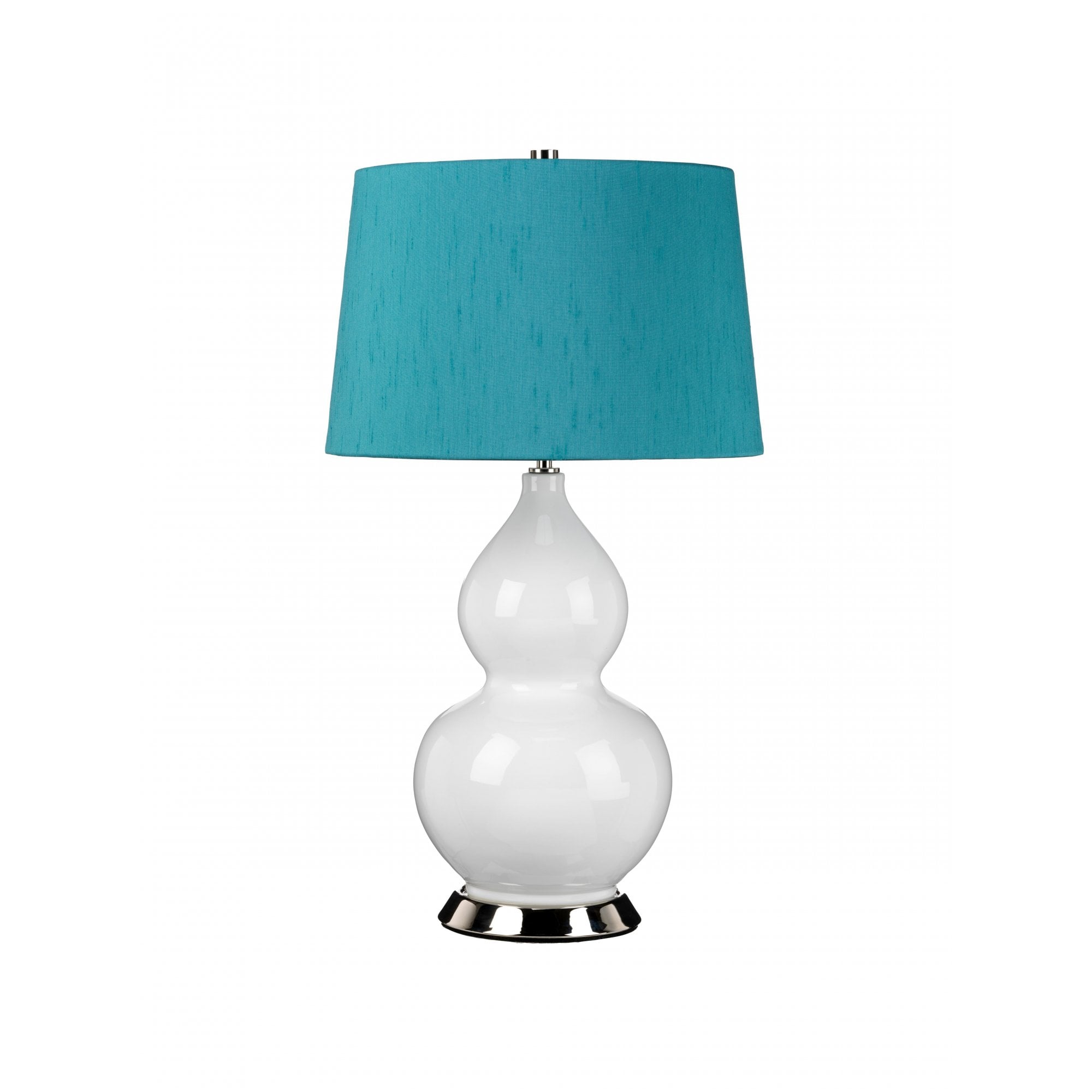 Elstead Isla 1 Light Table Lamp - White, Polished Nickel & Teal