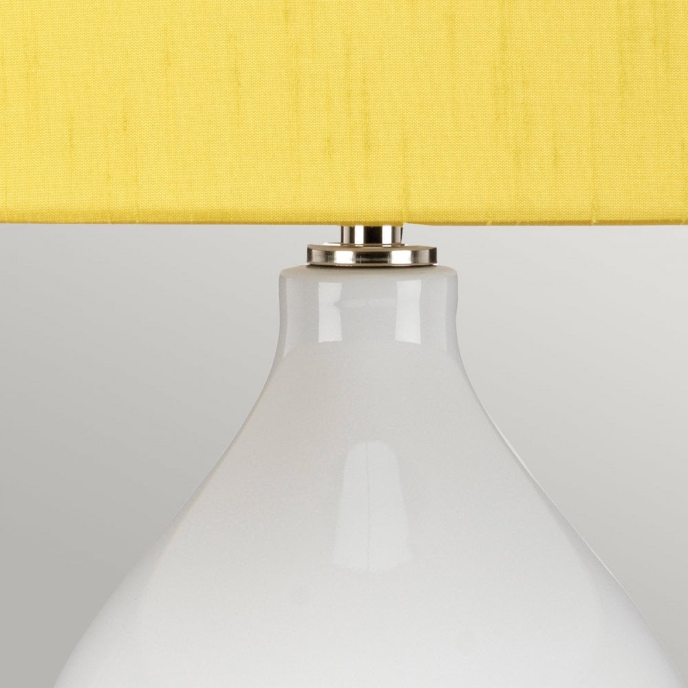 Elstead Isla 1 Light Table Lamp - White, Polished Nickel & Yellow