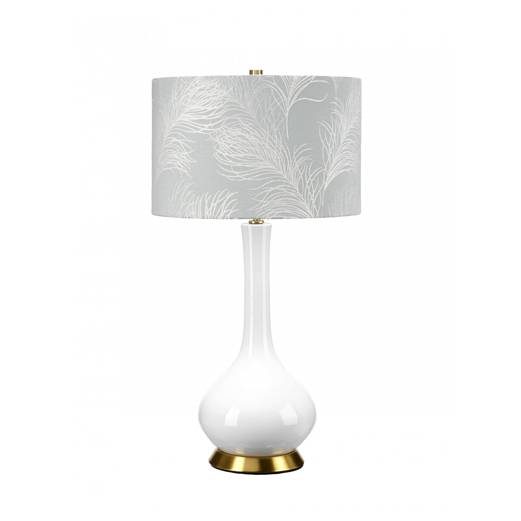 Elstead Milo 1 Light Table Lamp - White, Aged Brass & Blue