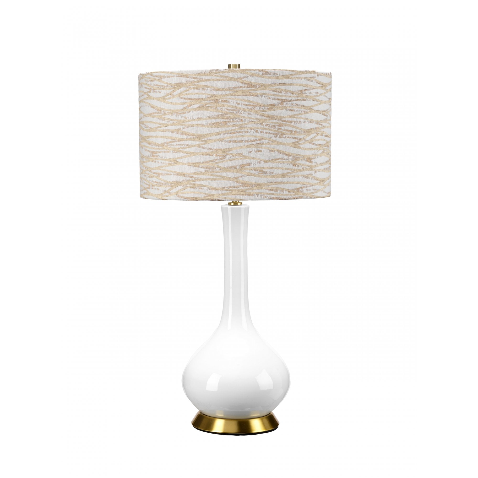 Elstead Milo 1 Light Table Lamp - White, Aged Brass & Orange