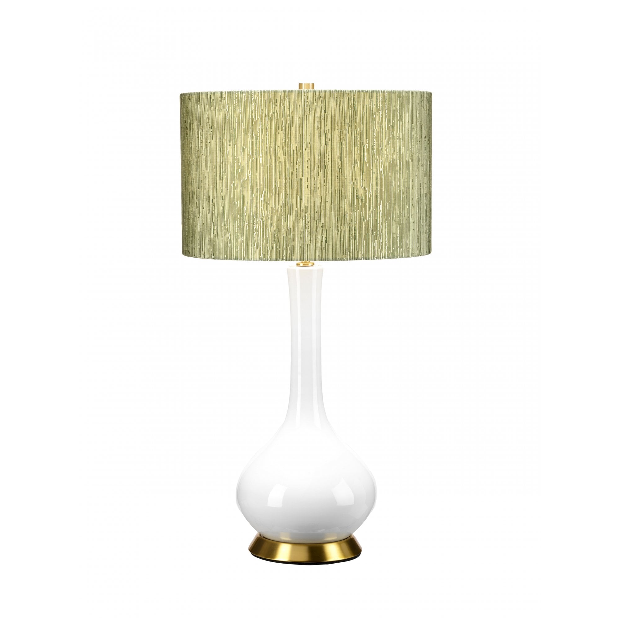 Elstead Milo 1 Light Table Lamp - White, Aged Brass & Green