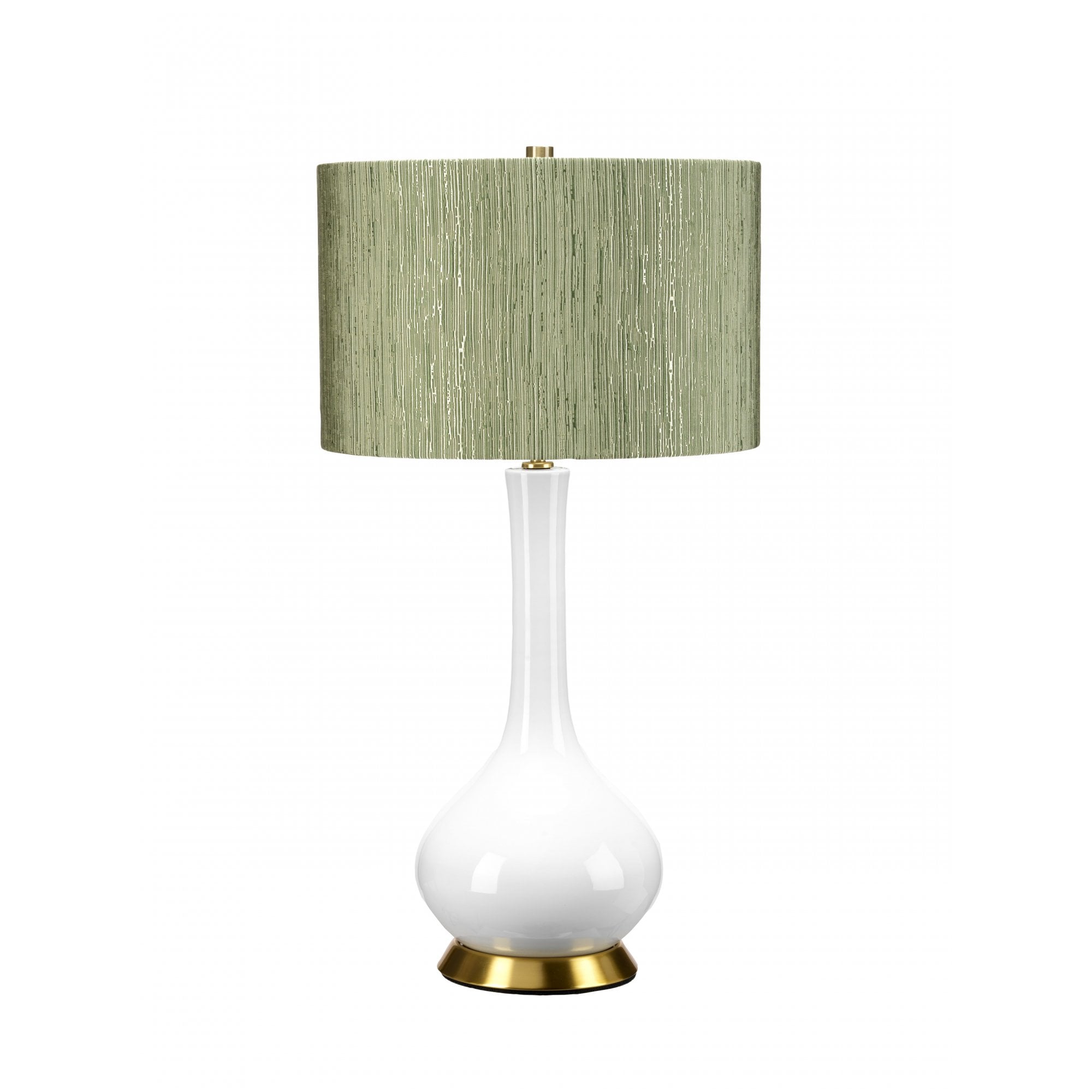 Elstead Milo 1 Light Table Lamp - White, Aged Brass & Green