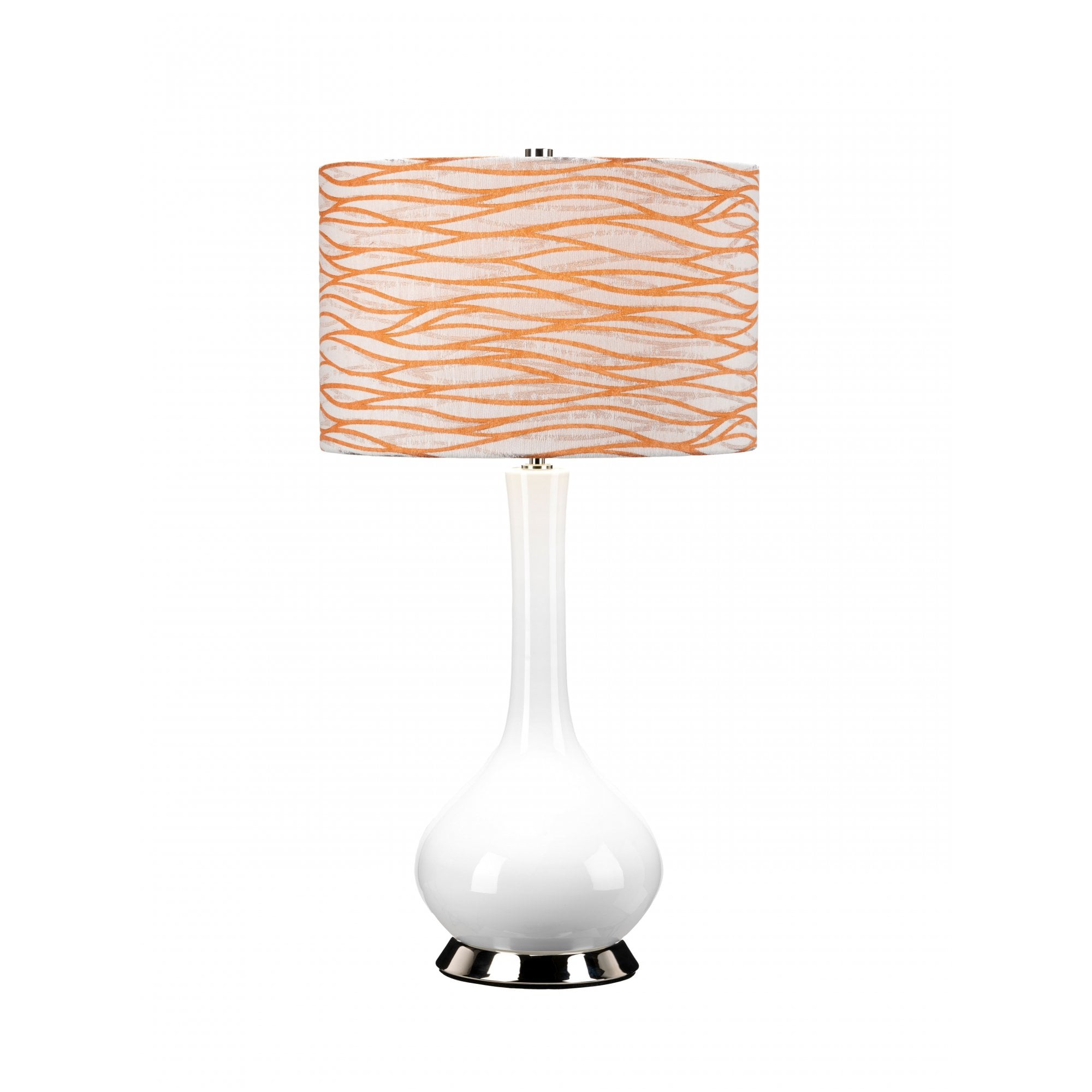 Elstead Milo 1 Light Table Lamp - White, Polished Nickel & Orange