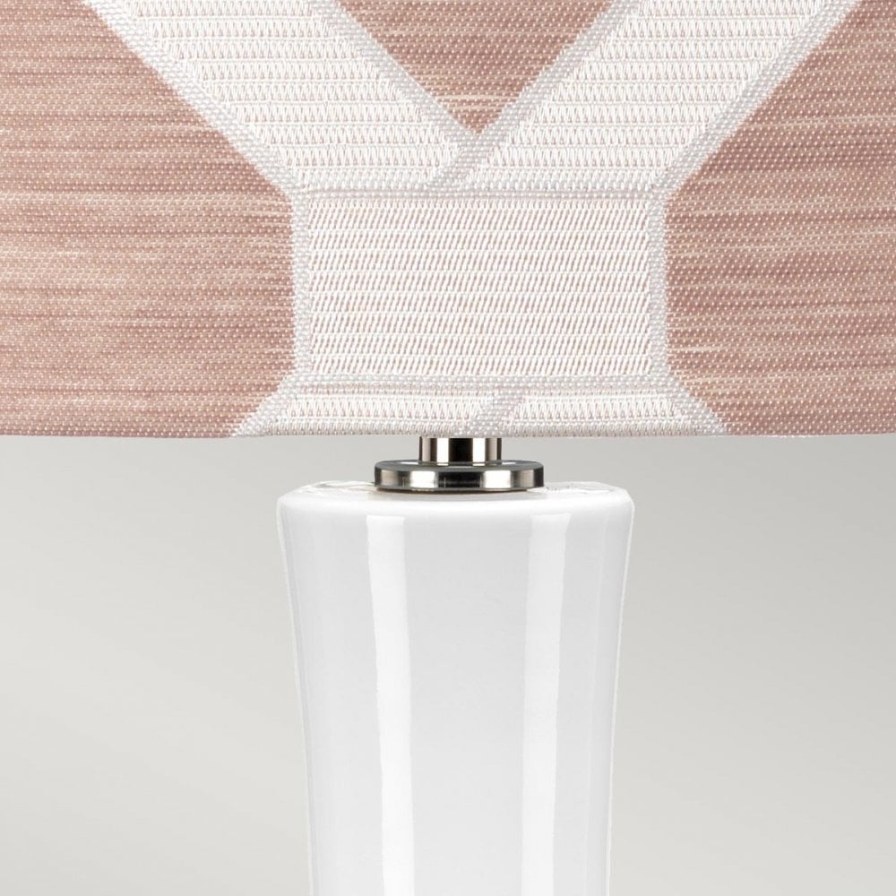 Elstead Milo 1 Light Table Lamp - White, Polished Nickel & Pink