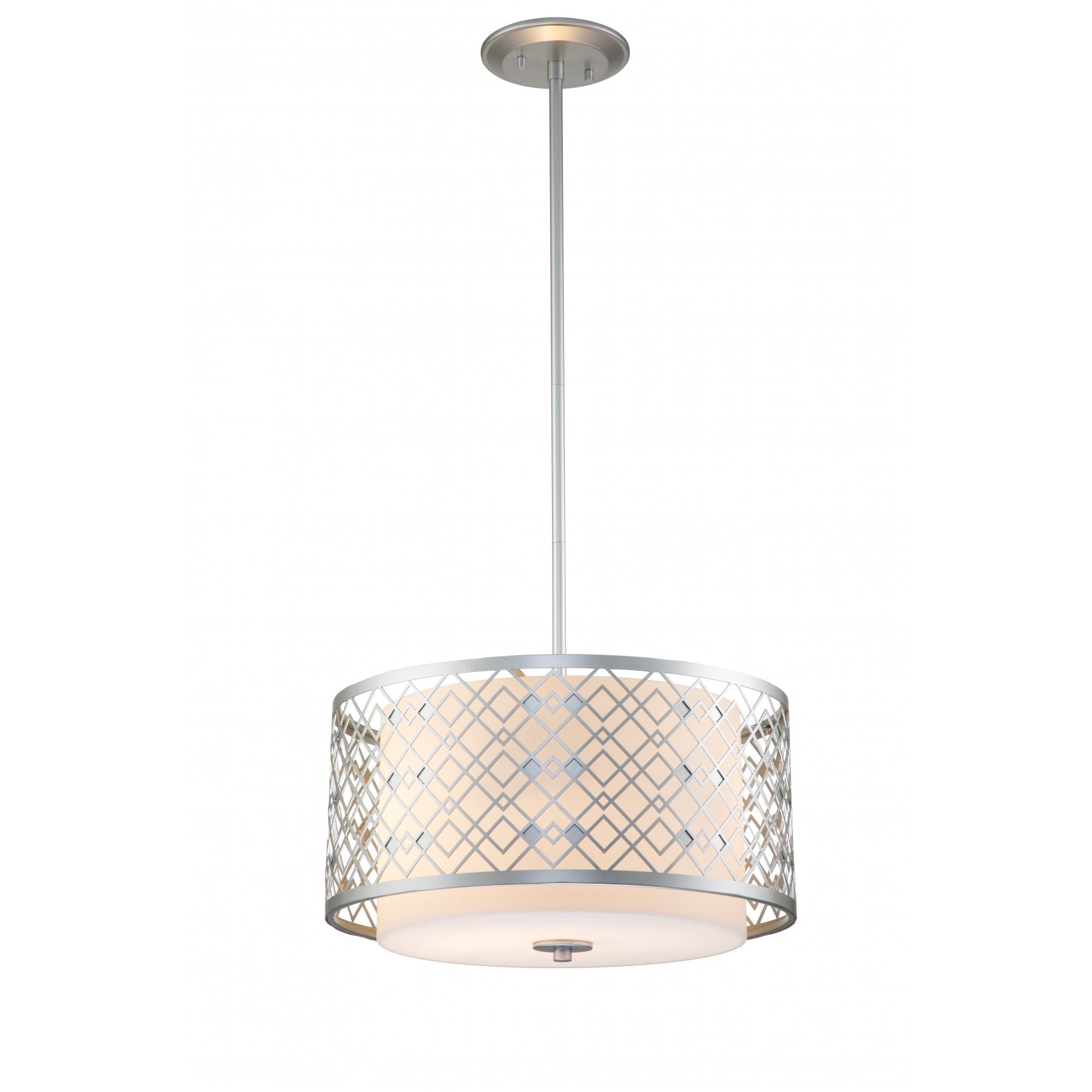 Elstead Ziggy 2 Light Medium Pendant - Lacquered Silver