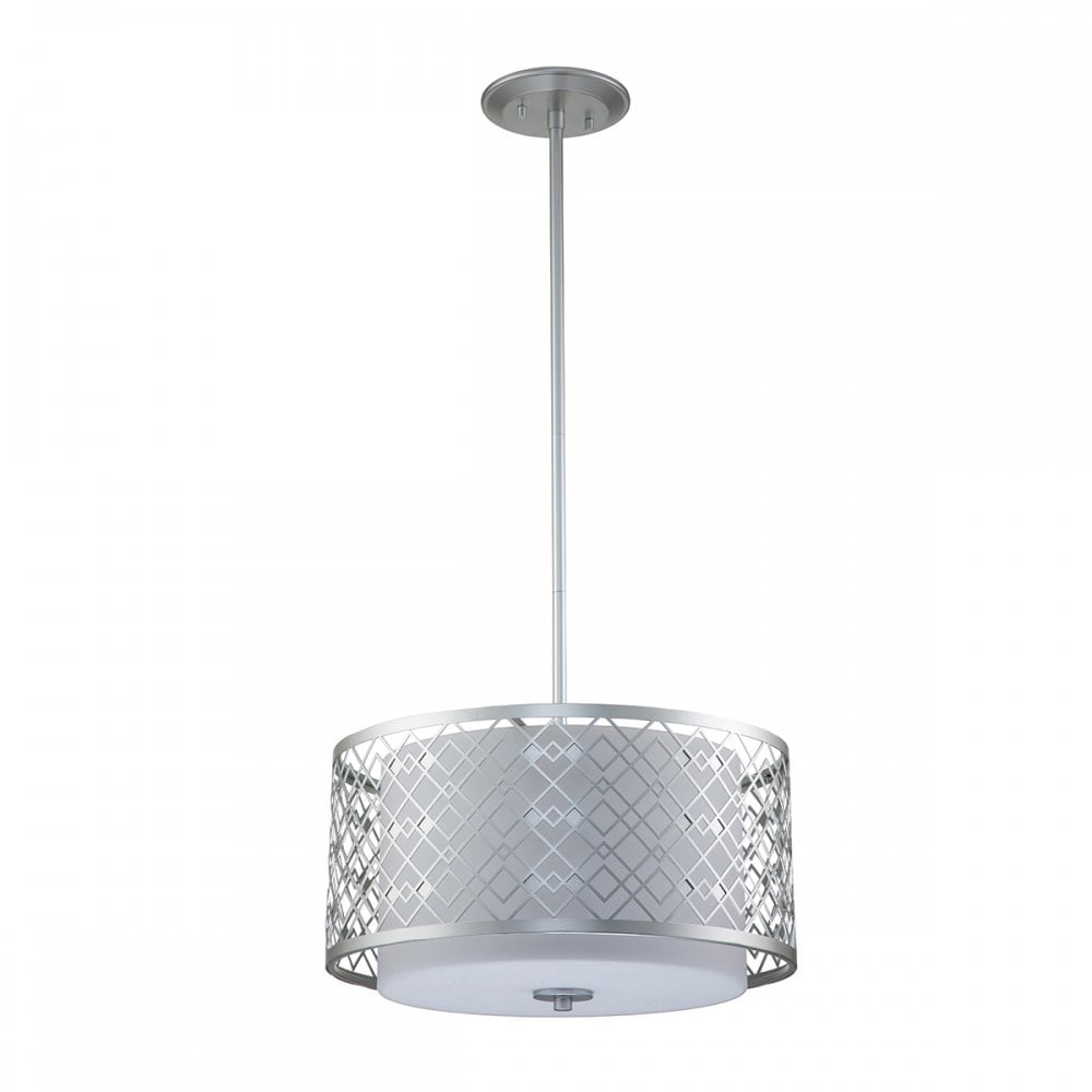 Elstead Ziggy 2 Light Medium Pendant - Lacquered Silver