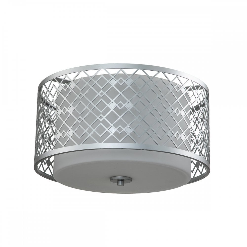 Elstead Ziggy 2 Light Medium Flush - Lacquered Silver