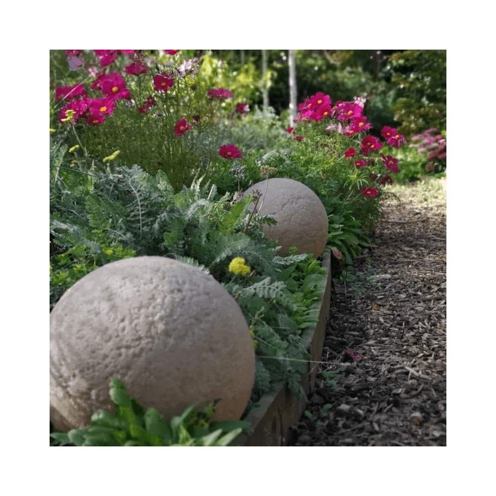 Stone Globe Spherical Garden Light - Weathered Stone - Plug & Play
