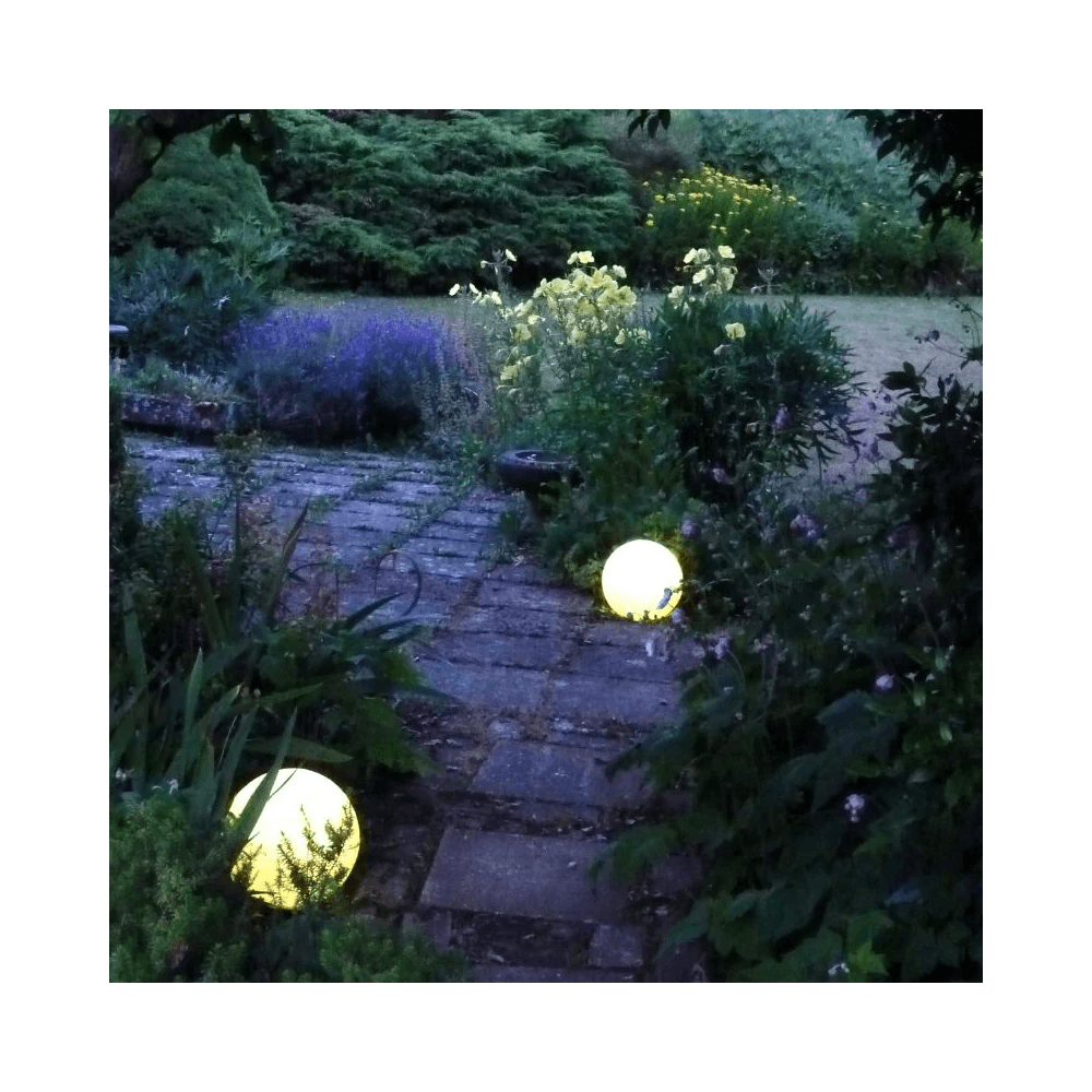 Stone Globe Spherical Garden Light - Weathered Stone - Plug & Play