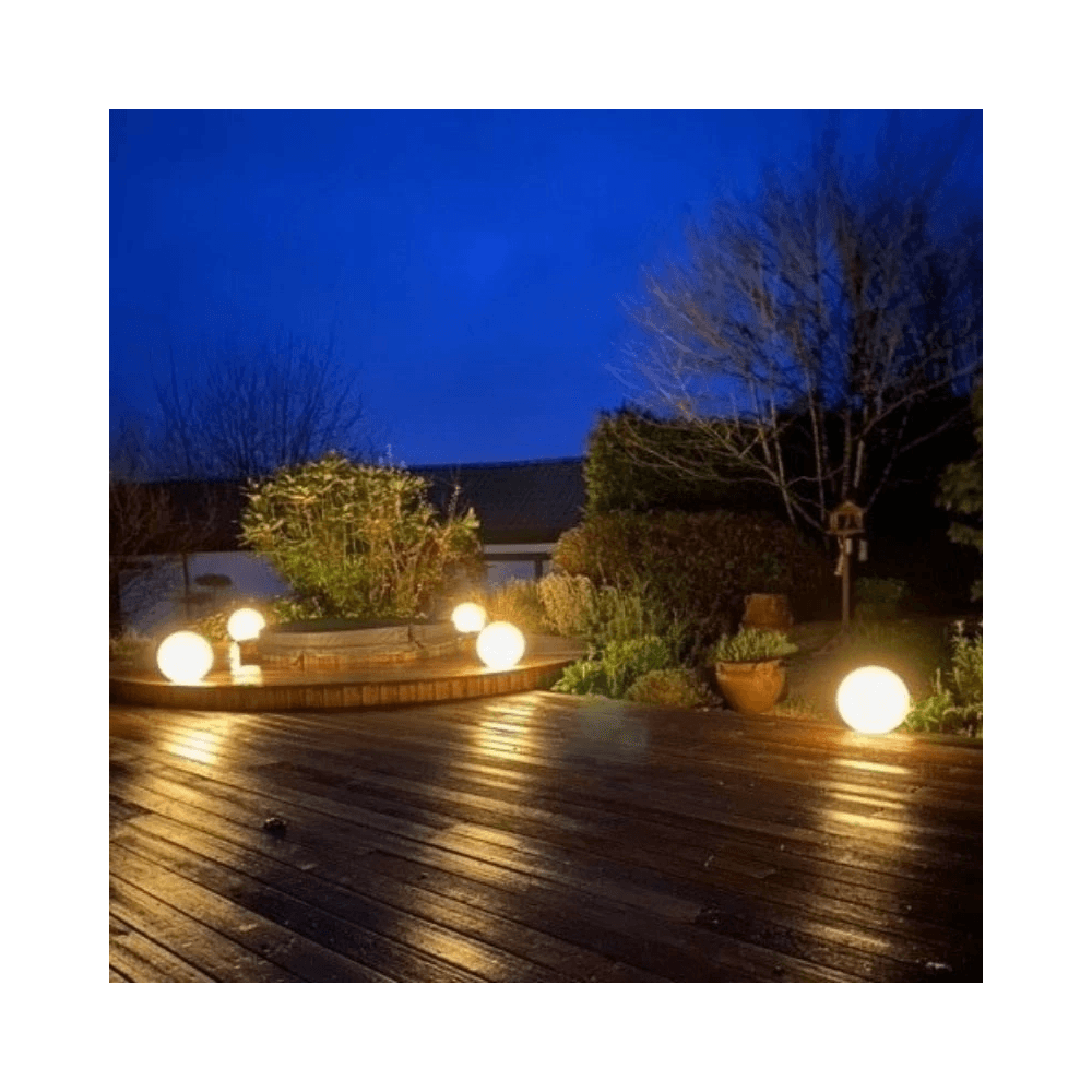 Stone Globe Spherical Garden Light - Weathered Stone - Plug & Play