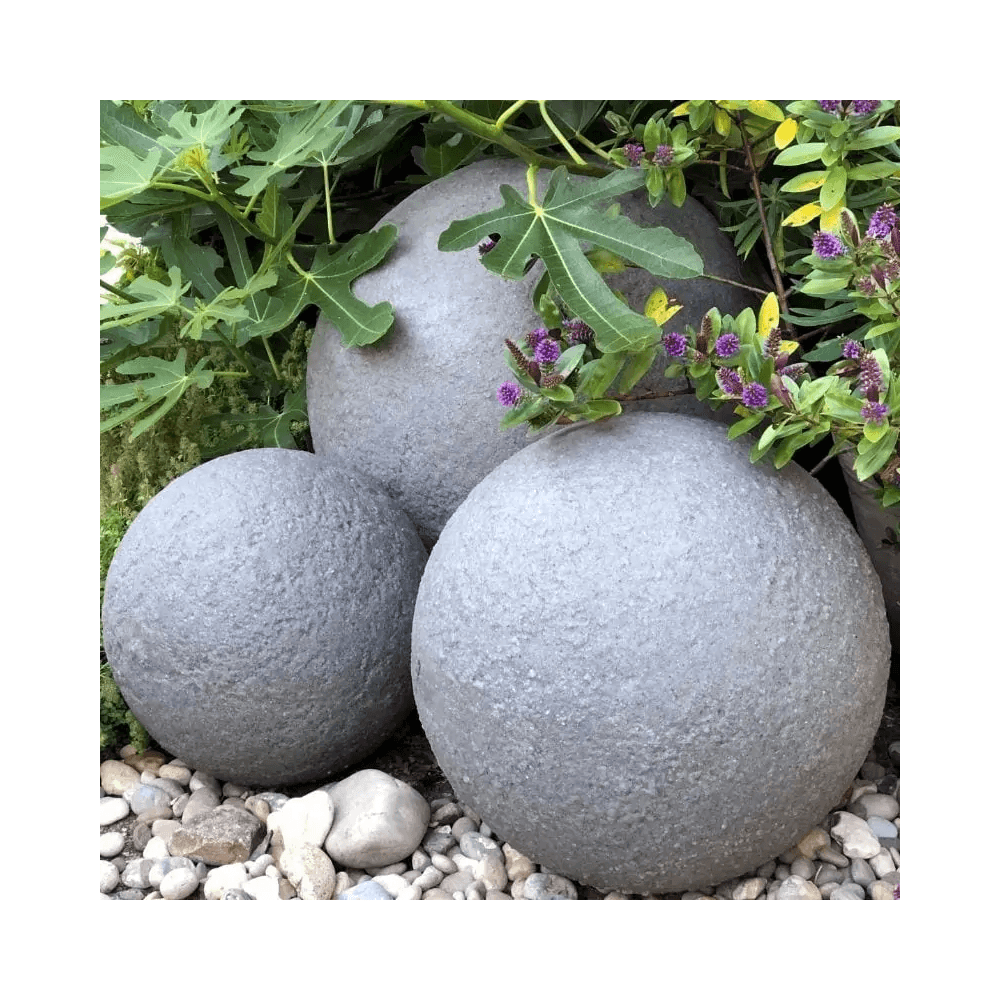 Stone Globe Spherical Garden Light - Granite - Mains