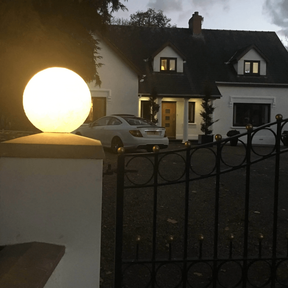 Stone Globe Spherical Garden Light - Portland Stone - Mains