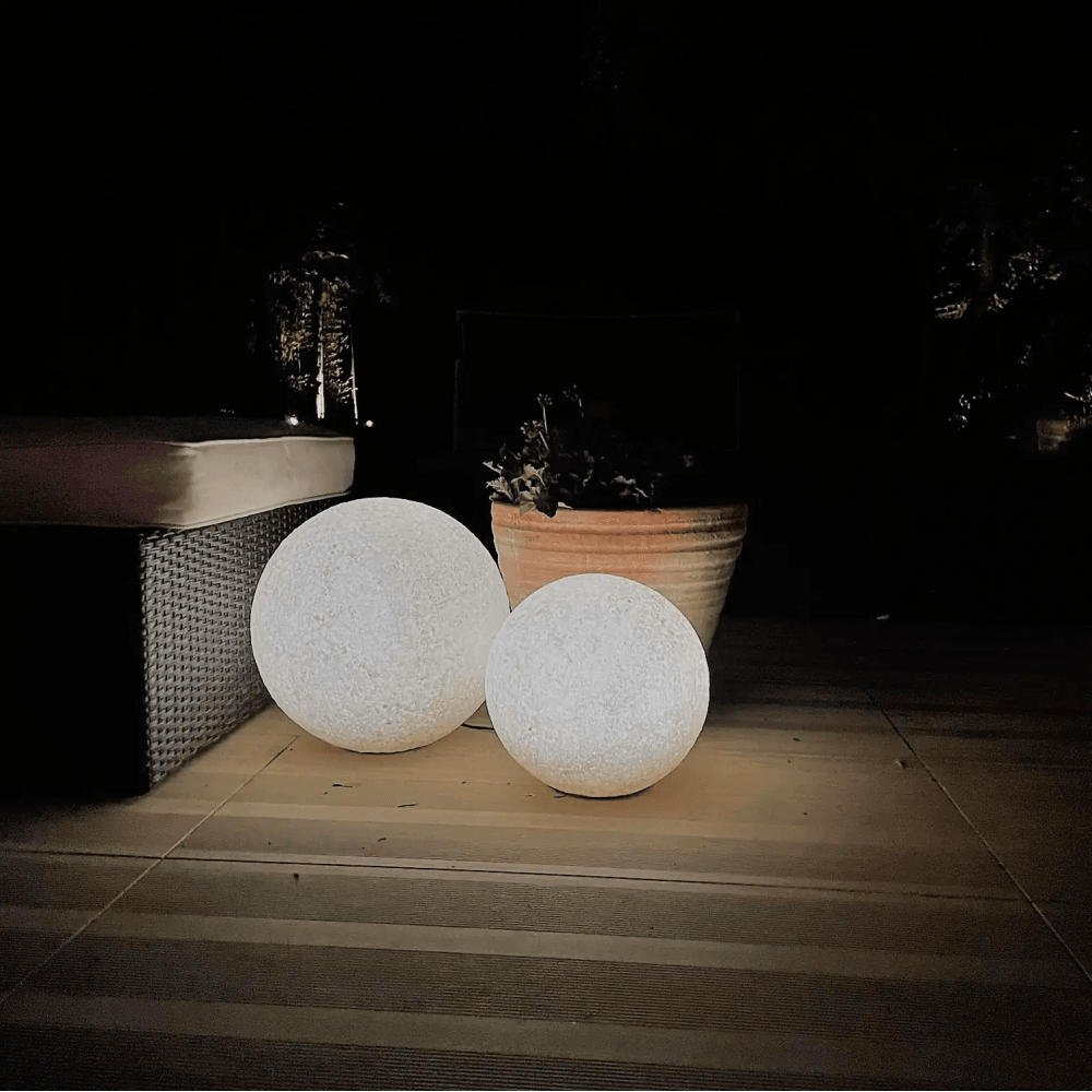 Stone Globe Spherical Garden Light - Limestone - Solar