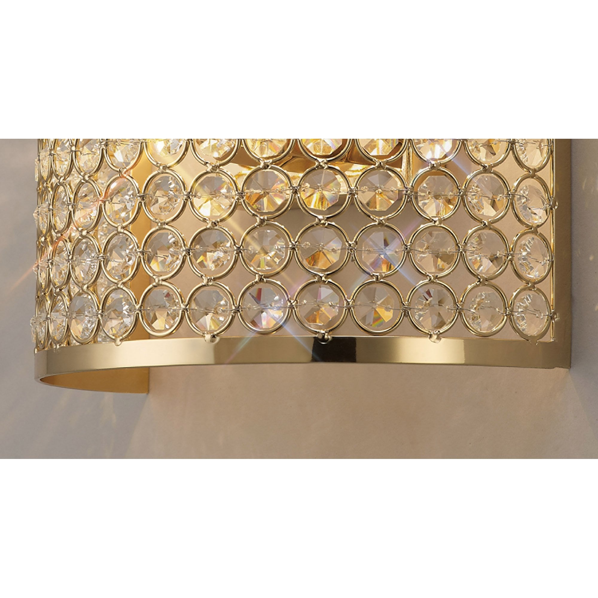 Diyas Ava 2 Light Rectangle Wall Light - French Gold & Crystal