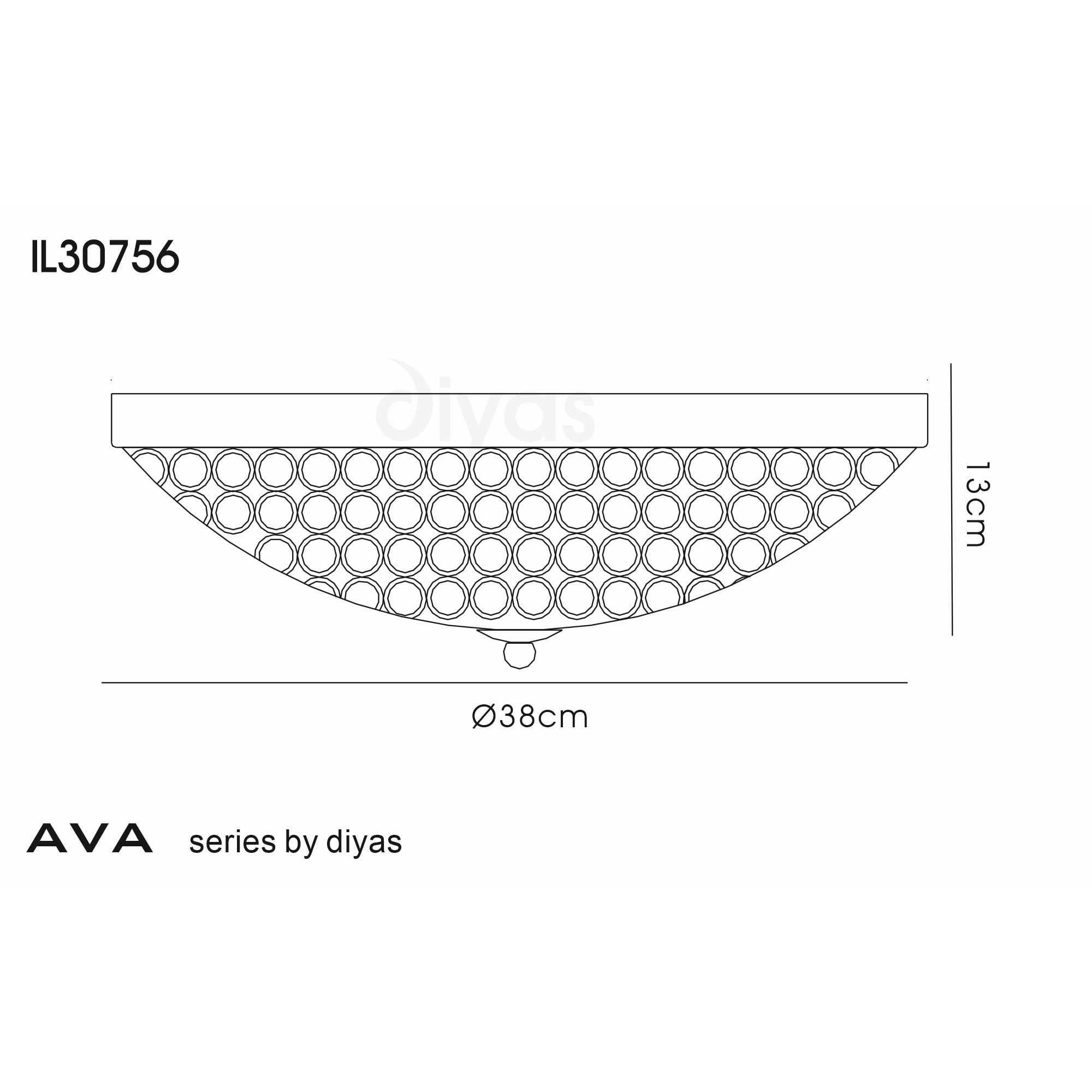 Diyas Ava 4 Light Ceiling Light - French Gold & Crystal