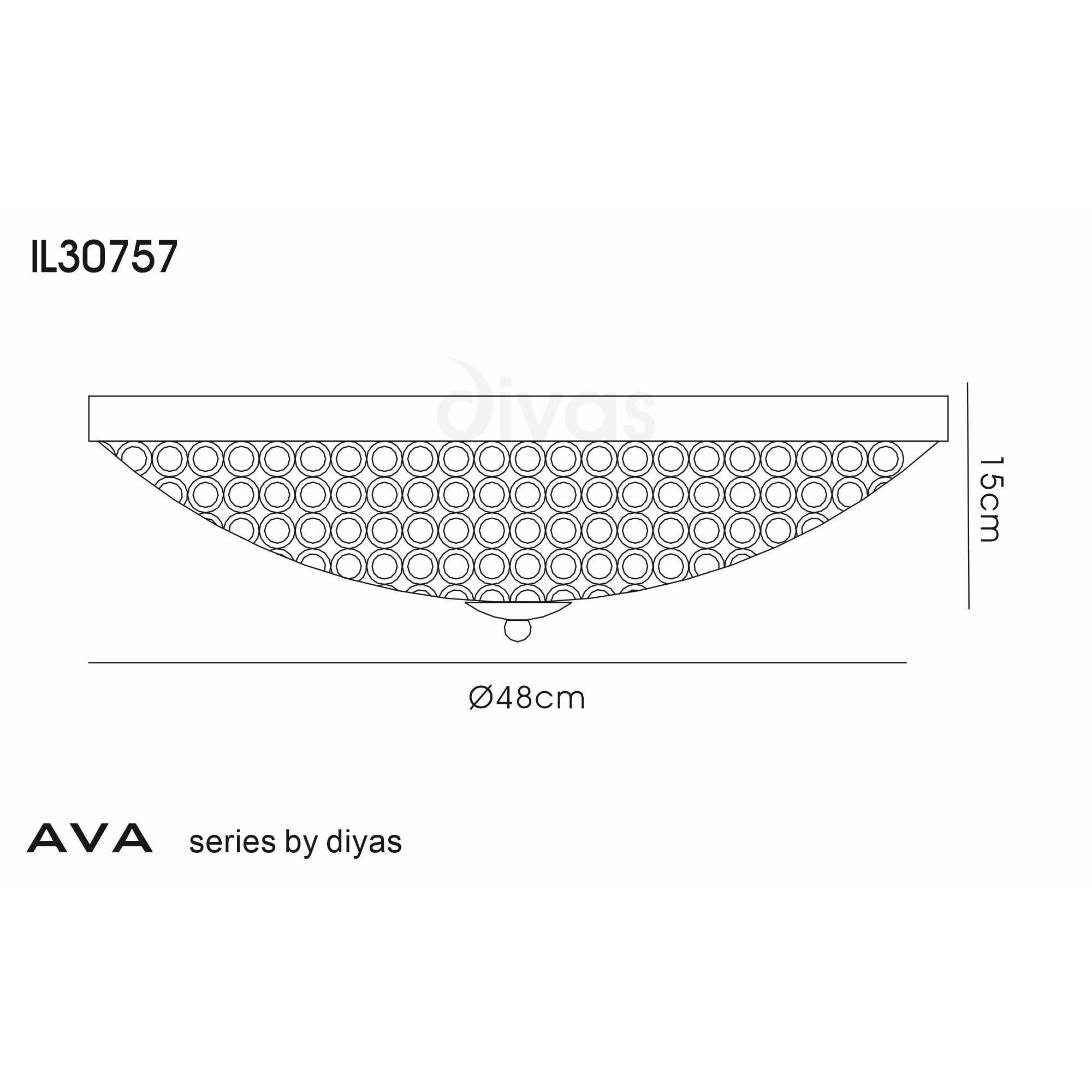 Diyas Ava 6 Light Ceiling - French Gold & Crystal