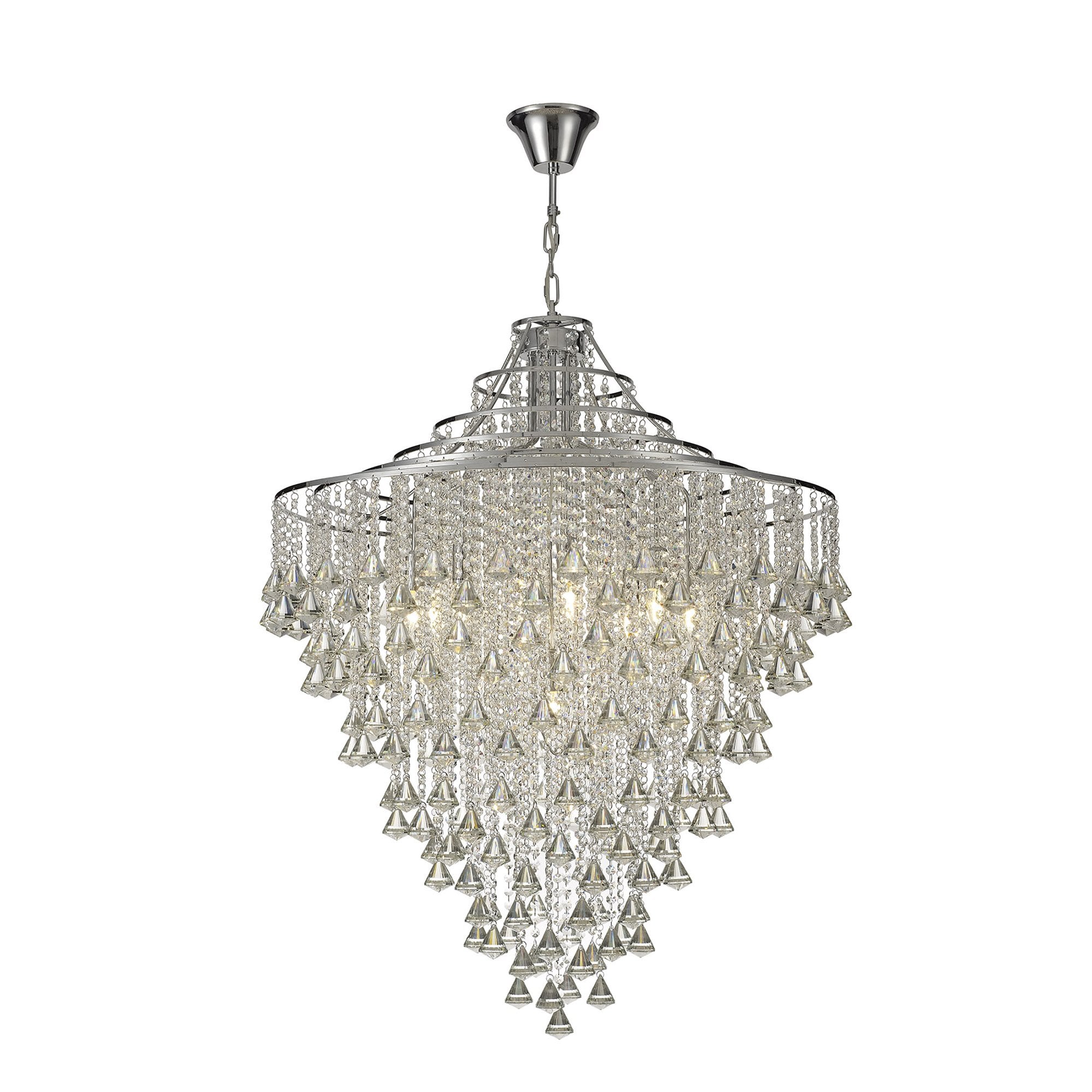 Diyas Inina 9 Light Pendant - Polished Chrome & Crystal