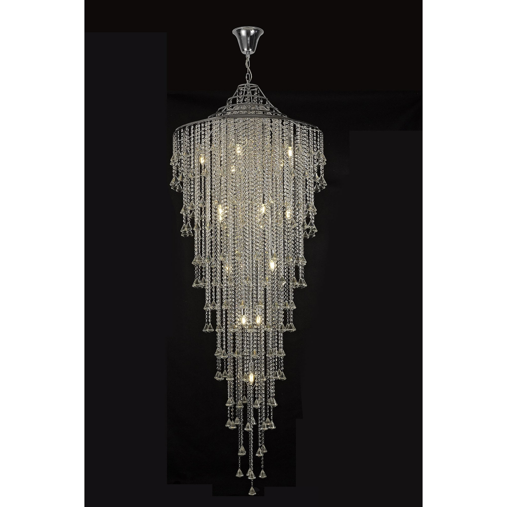 Diyas Inina Tall 15 Light Pendant - Polished Chrome & Crystal