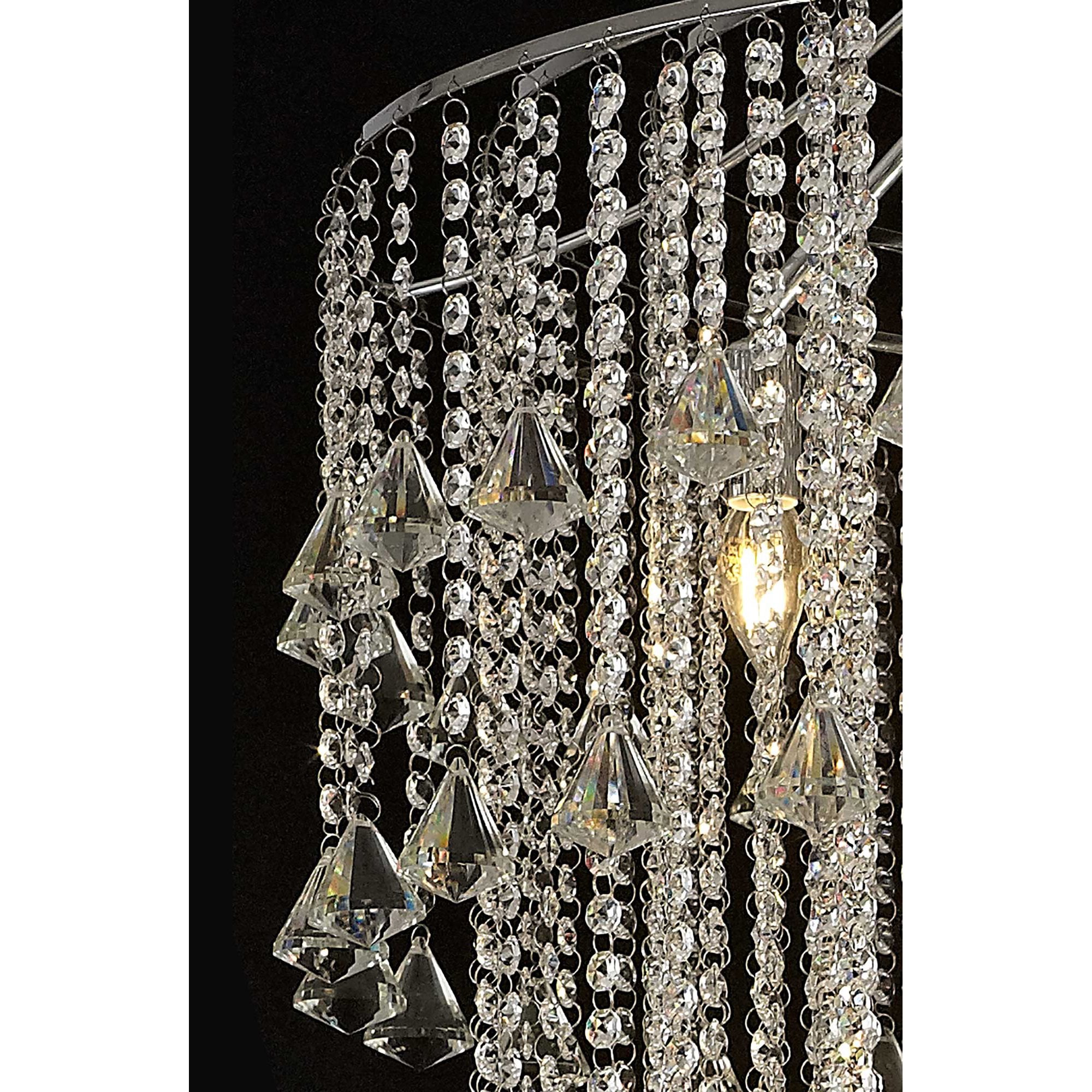 Diyas Inina Tall 15 Light Pendant - Polished Chrome & Crystal