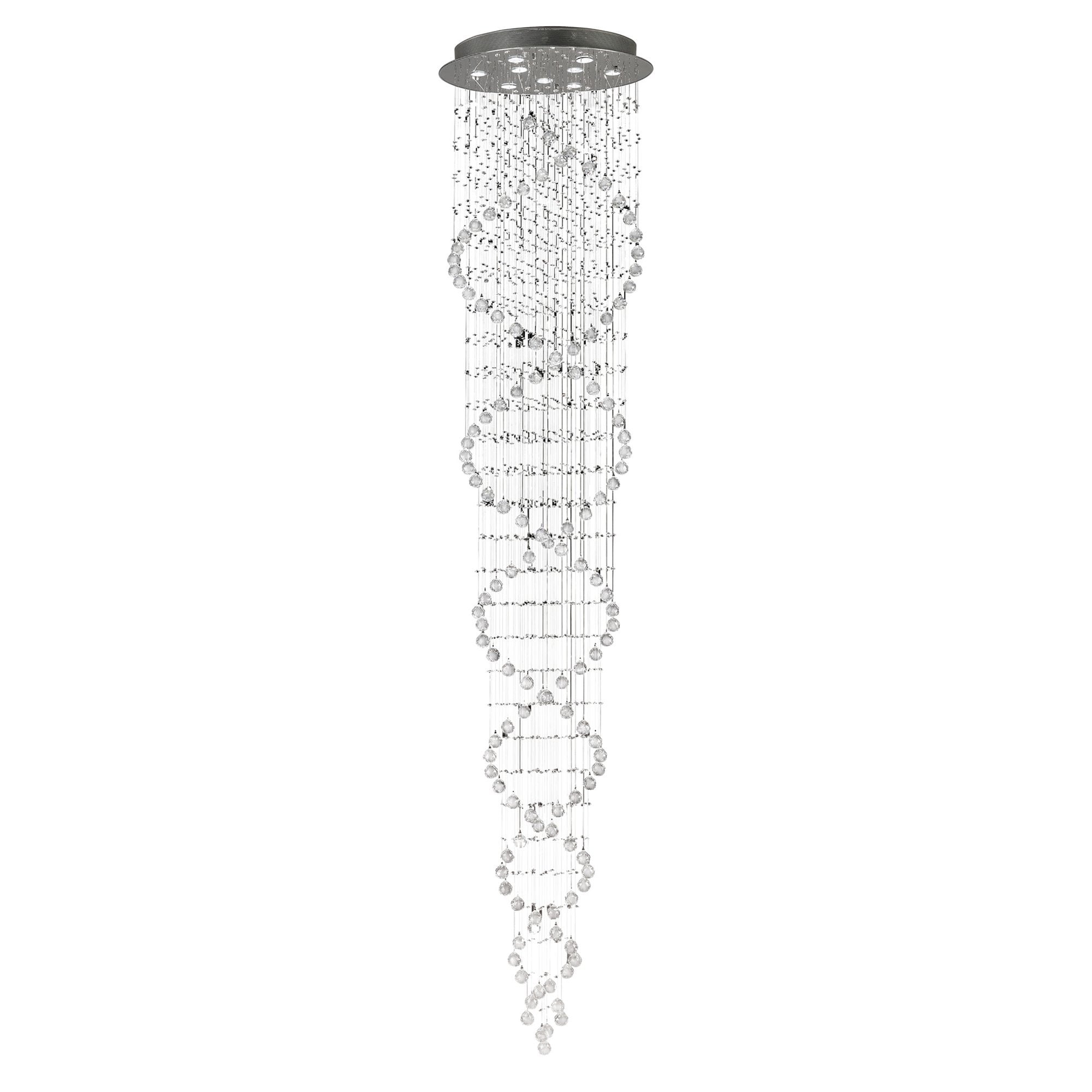 Diyas Colorado Tall 9 Light Corkscrew Pendant - Polished Chrome & Crystal