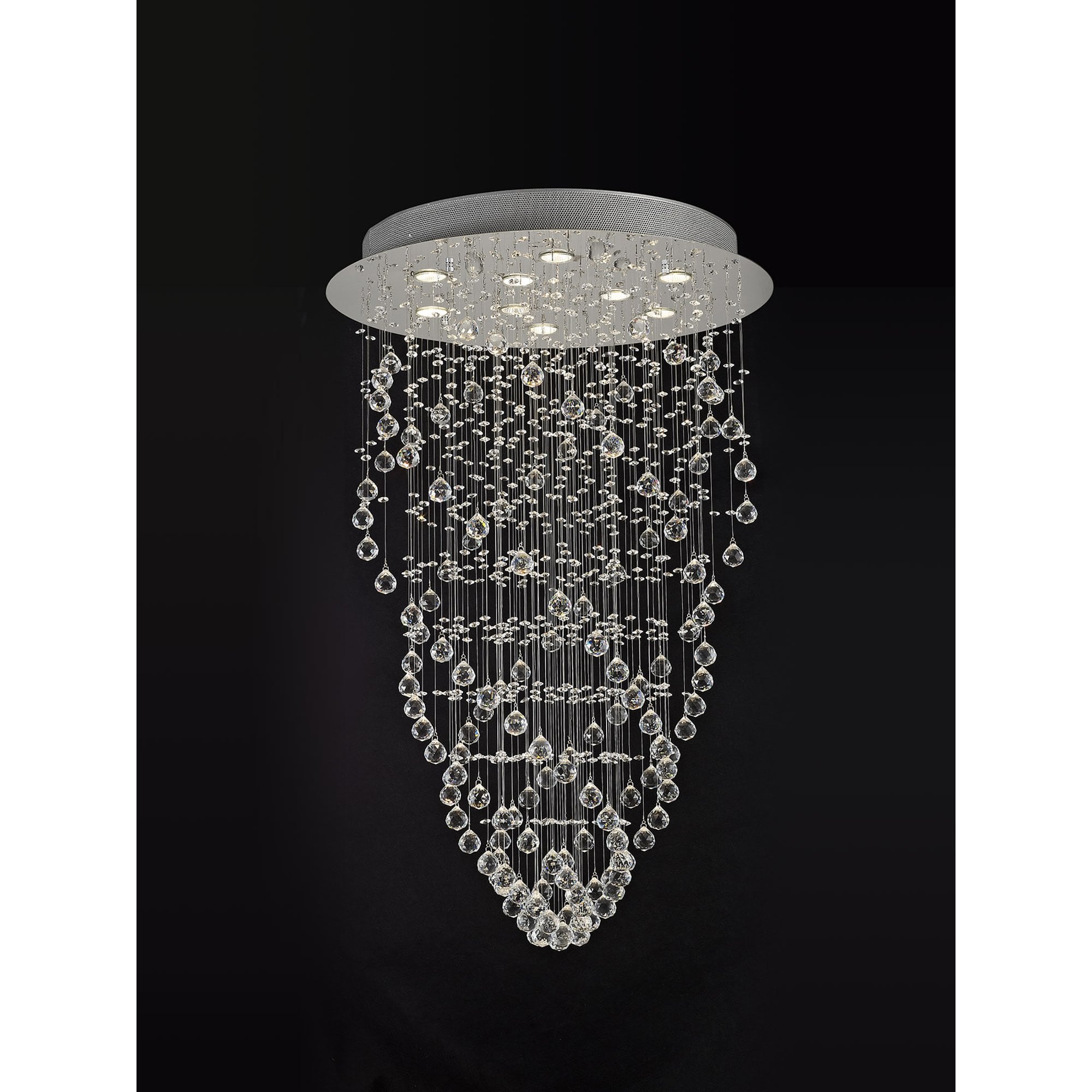 Diyas Colorado 9 Light Cone Pendant - Polished Chrome & Crystal