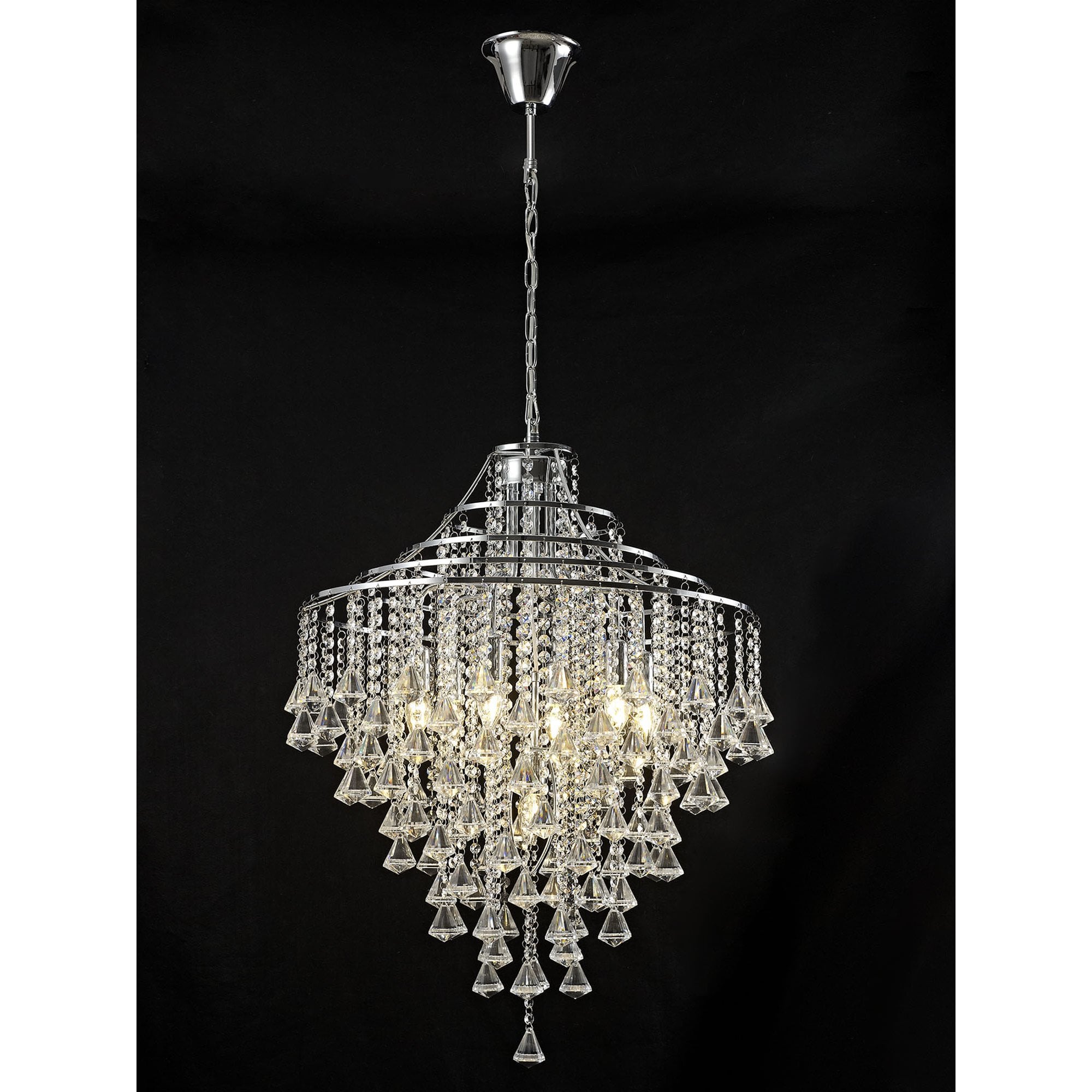 Diyas Inina 7 Light Pendant - Polished Chrome & Crystal