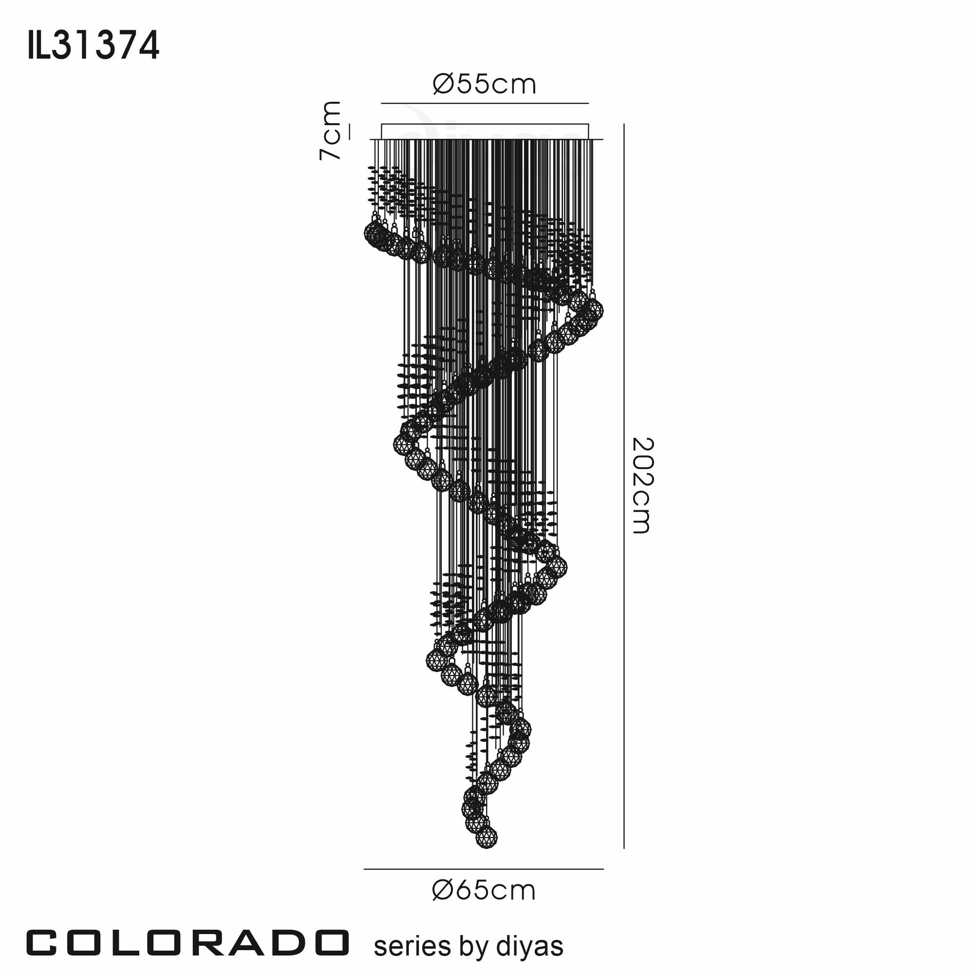 Diyas Colorado 9 Light Multi-Spiral Pendant - Polished Chrome & Crystal