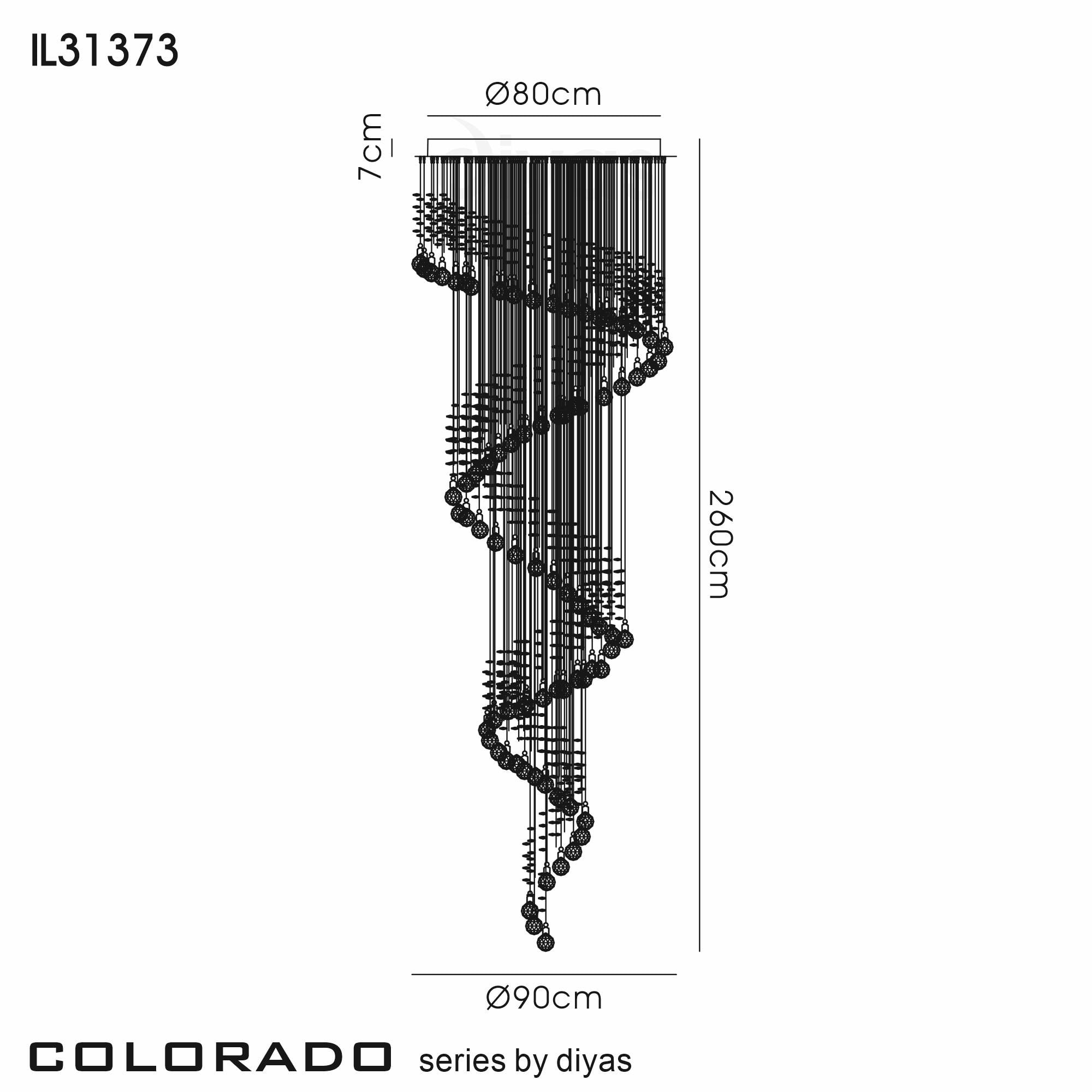 Diyas Colorado 12 Light Multi-Spiral Pendant - Polished Chrome & Crystal