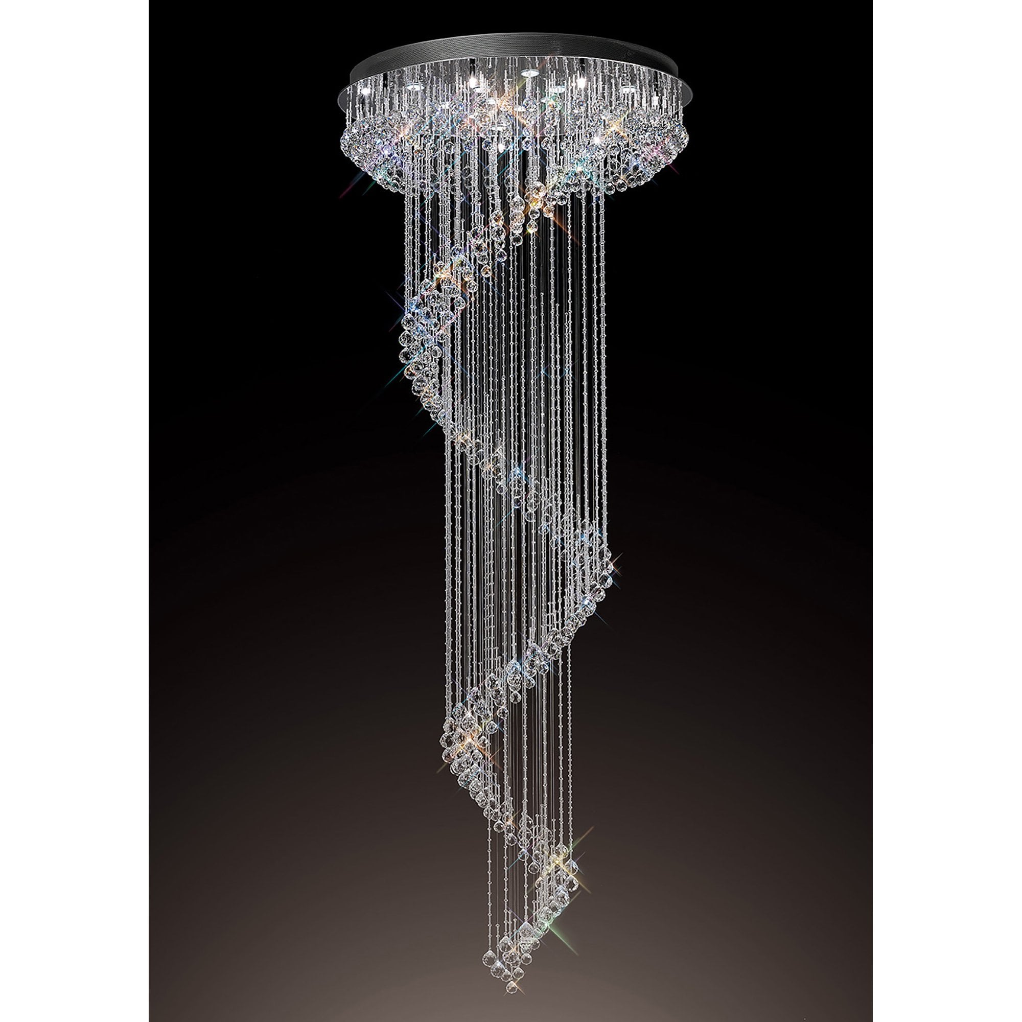 Diyas Colorado 24 Light Multi-Spiral Pendant - Polished Chrome & Crystal