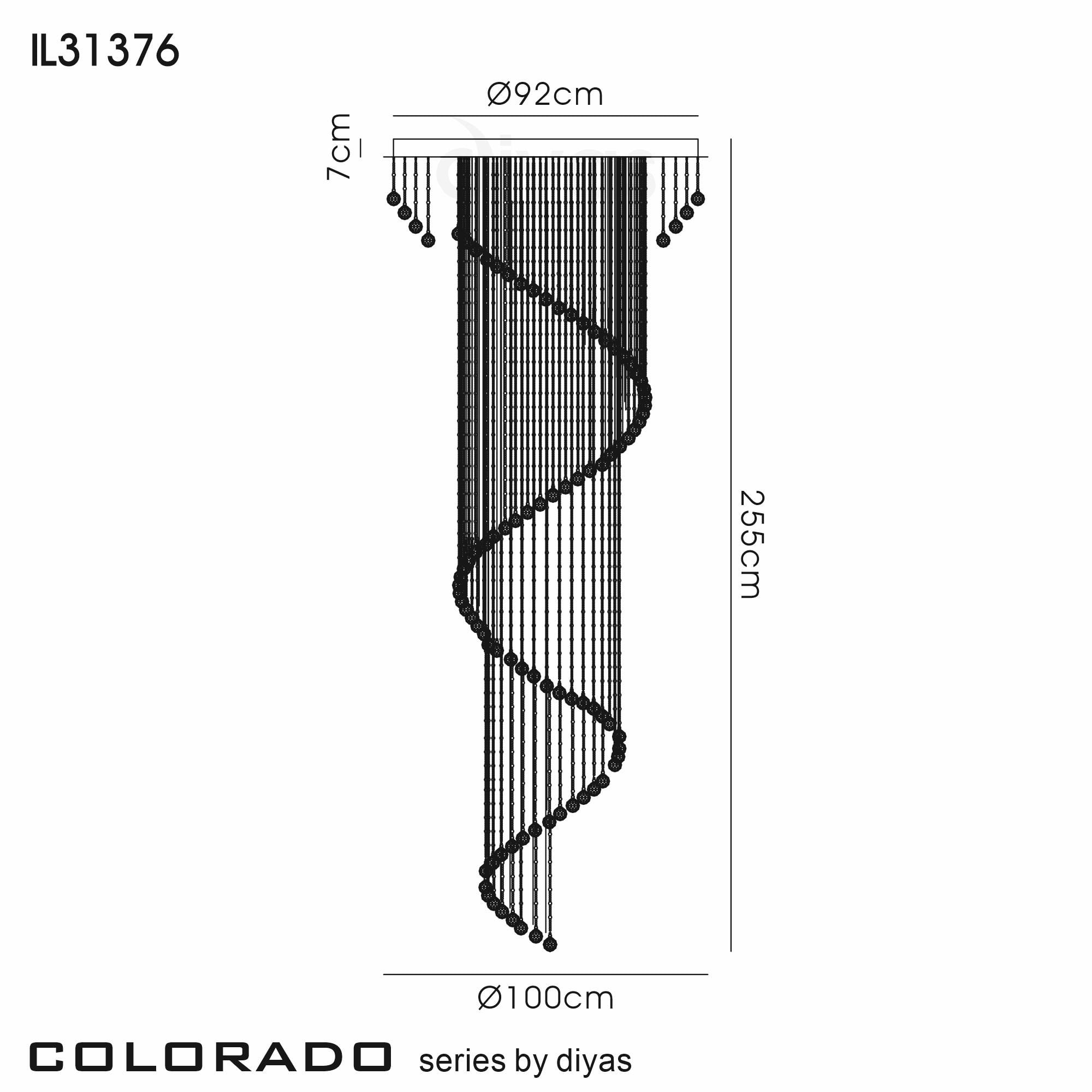 Diyas Colorado 24 Light Multi-Spiral Pendant - Polished Chrome & Crystal