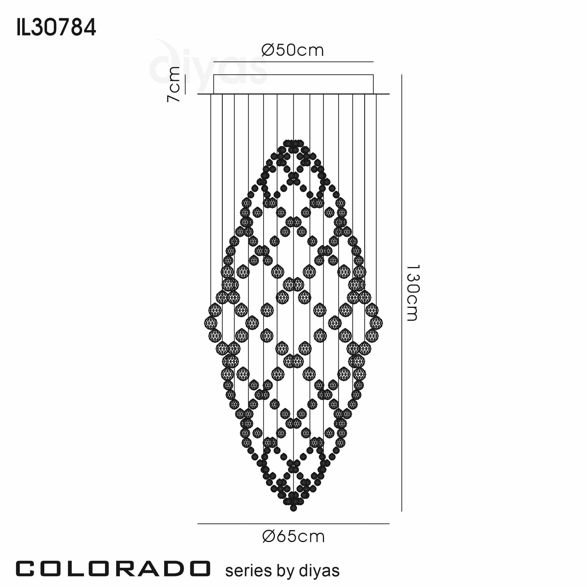 Diyas Colorado 9 Light Oval Pendant - Polished Chrome & Crystal