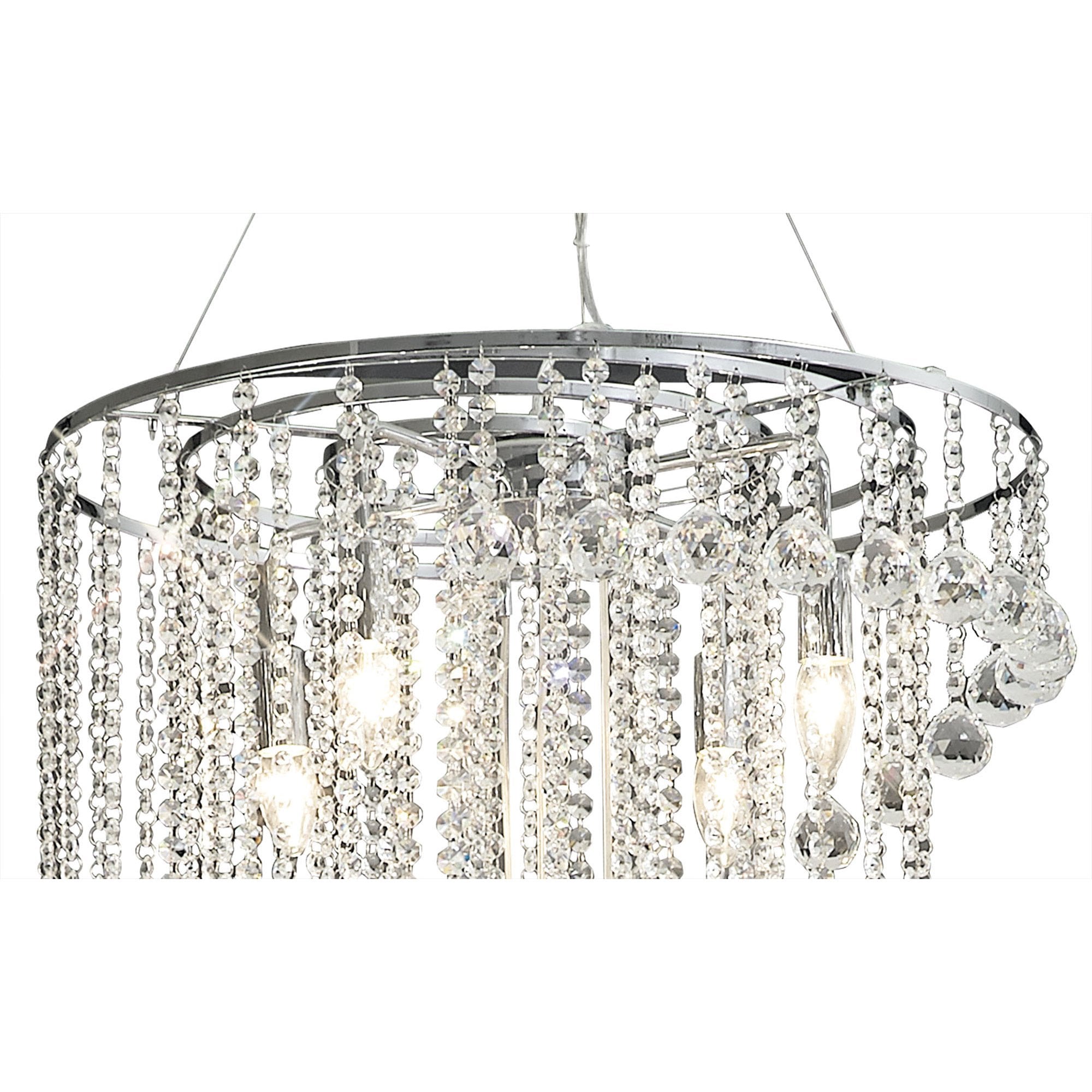 Diyas Atla 7 Light Spiral Pendant - Polished Chrome & Crystal