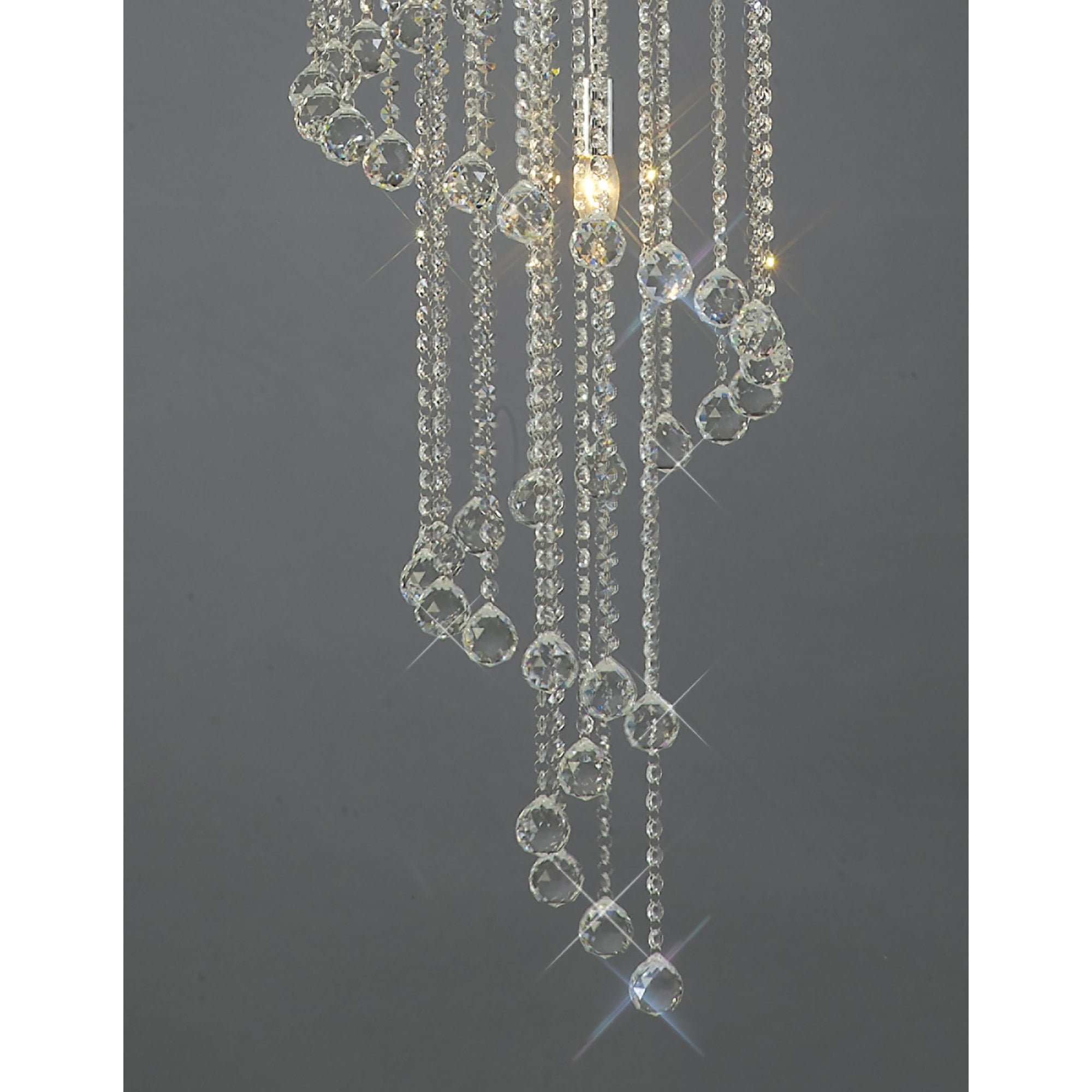 Diyas Atla 7 Light Spiral Pendant - Polished Chrome & Crystal