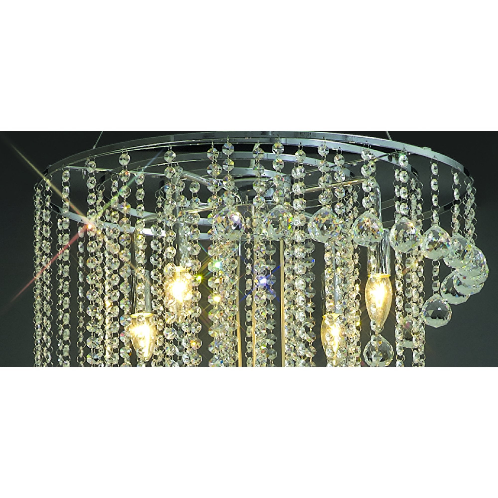 Diyas Atla 7 Light Spiral Pendant - Polished Chrome & Crystal