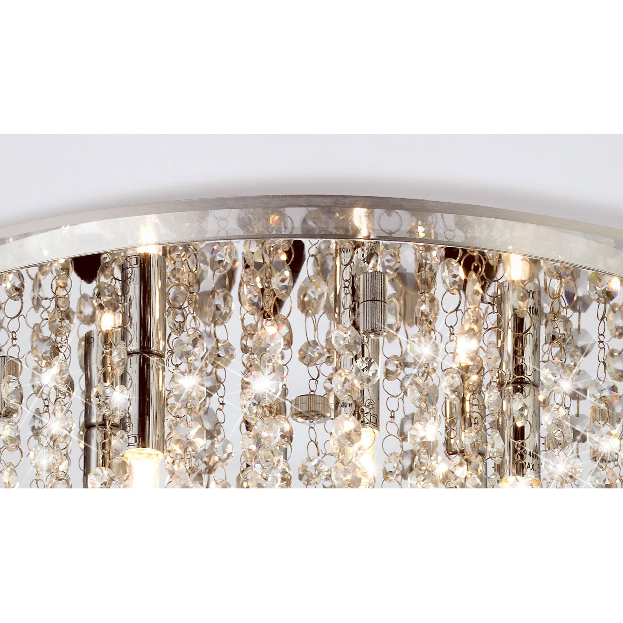 Diyas Atla 6 Light Ceiling Light - Polished Chrome, Acrylic Trim & Crystal