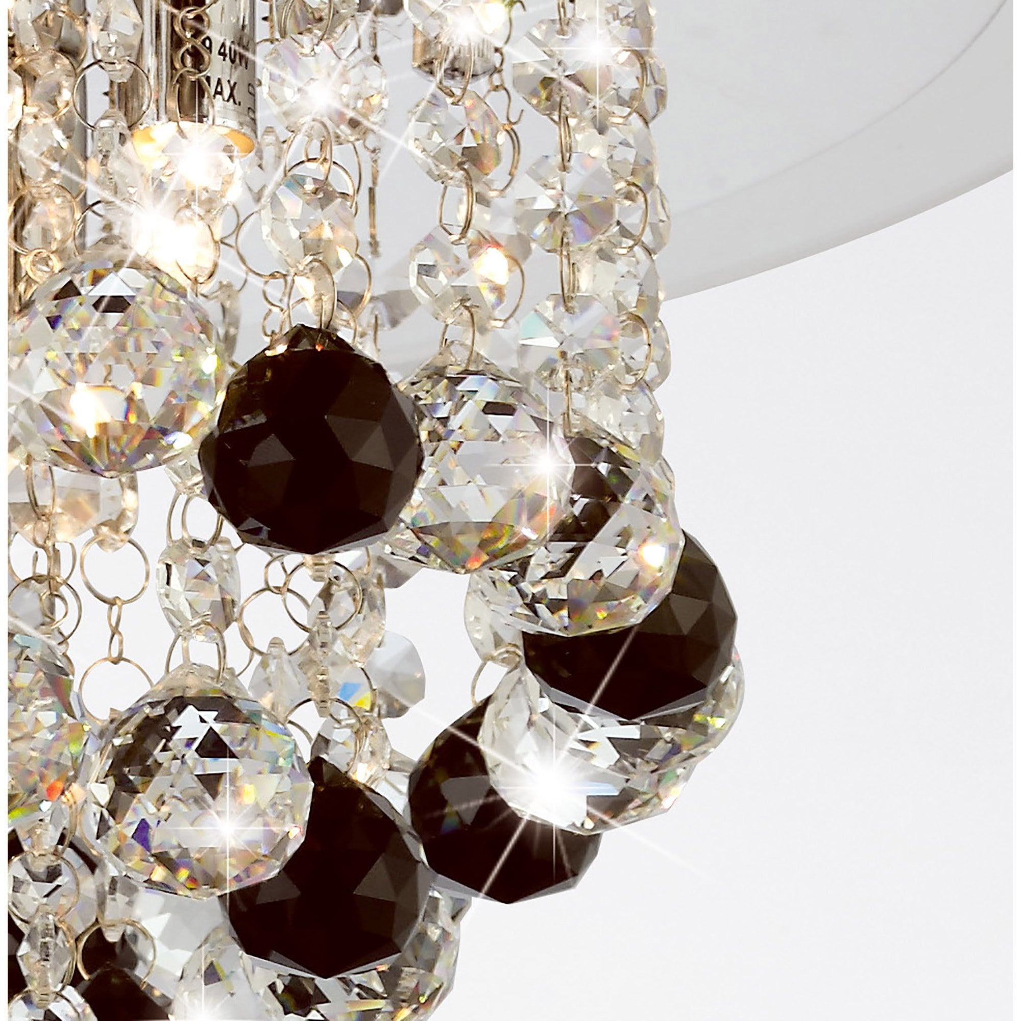 Diyas Atla 6 Light Ceiling Light - Polished Chrome, Acrylic Trim & Crystal