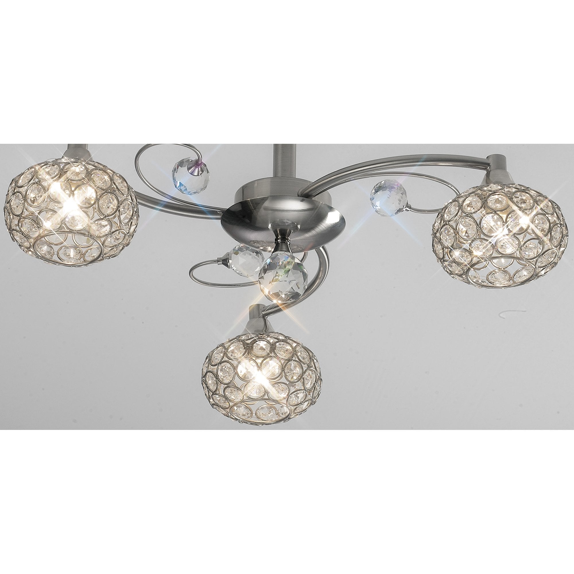 Diyas IL30933 Cara Semi Ceiling 3 Light Satin Nickel/Crystal