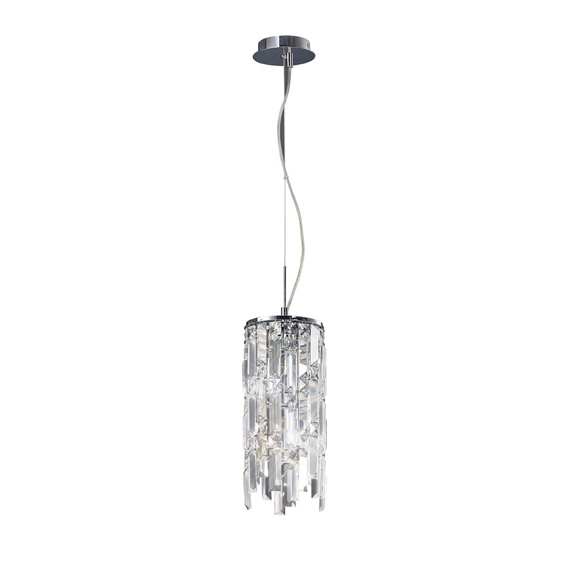 Diyas Maddison 2 Light Cylinder Pendant - Polished Chrome & Crystal