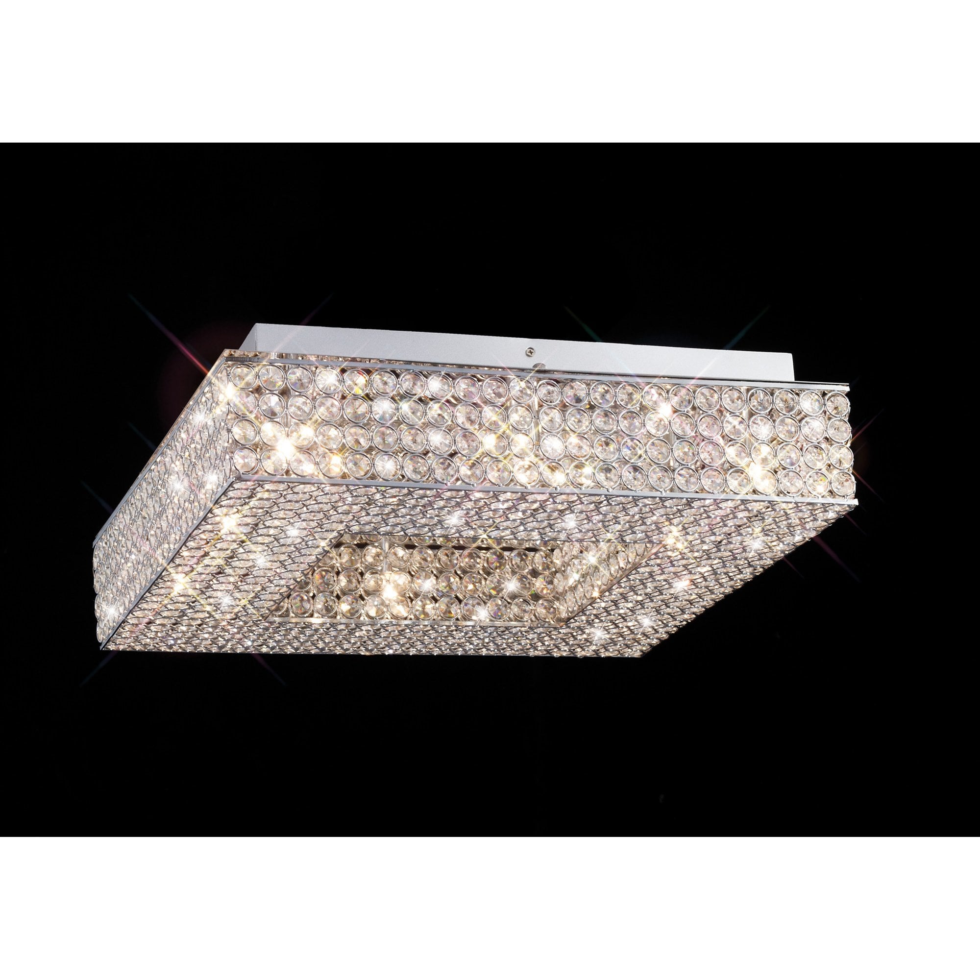 Diyas Piazza 8 Light Square Ceiling Light - Polished Chrome & Crystal