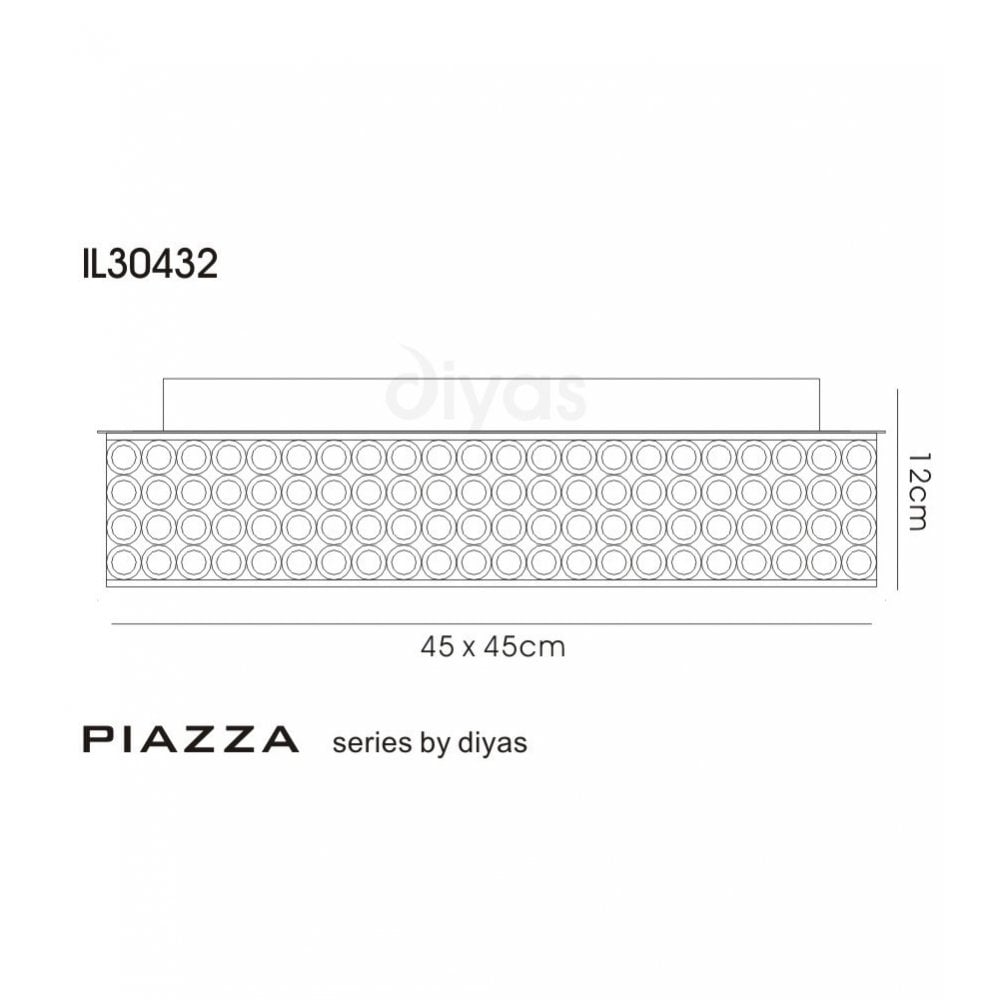 Diyas Piazza 8 Light Square Ceiling Light - Polished Chrome & Crystal