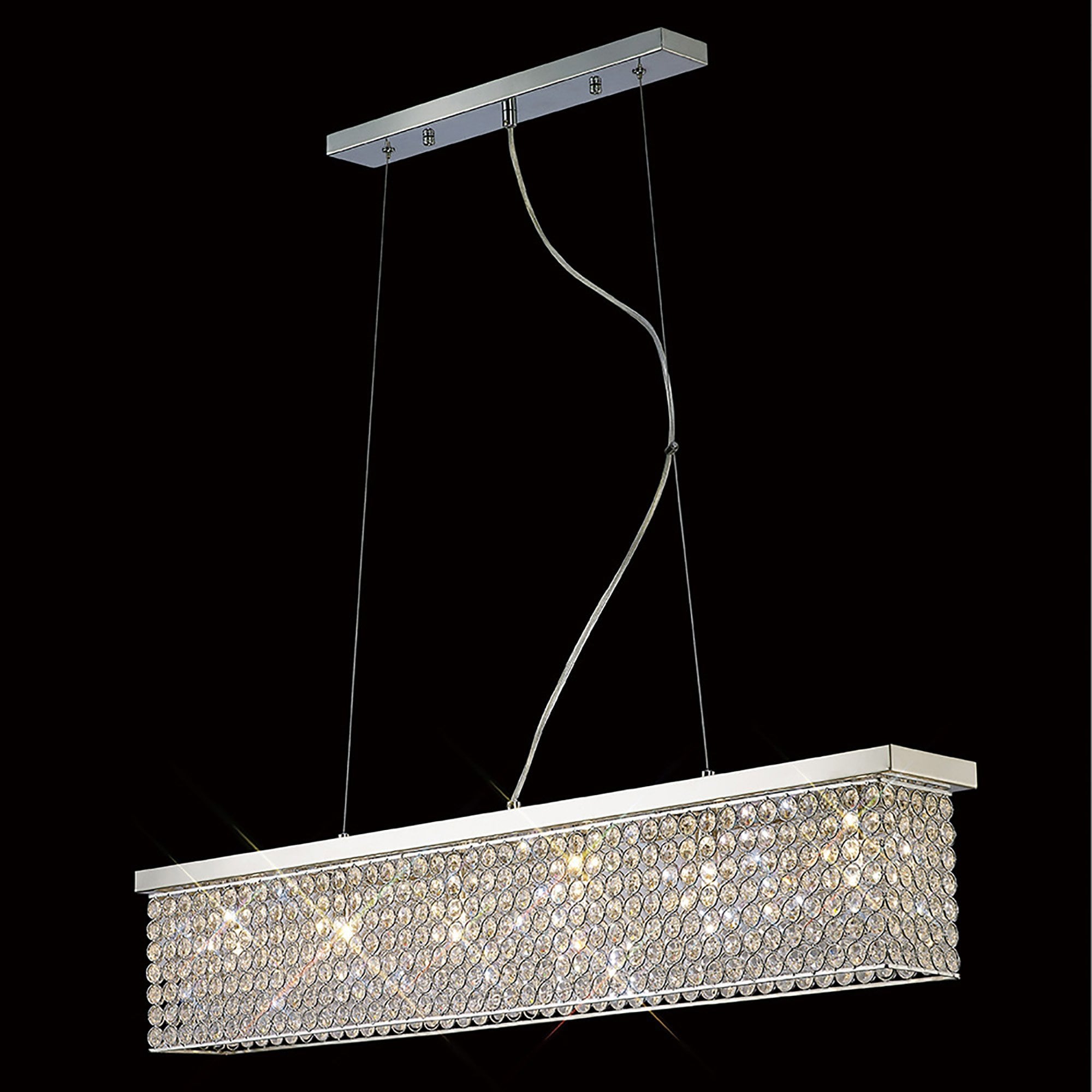 Diyas Piazza 6 Light Rectangular Pendant - Polished Chrome & Crystal