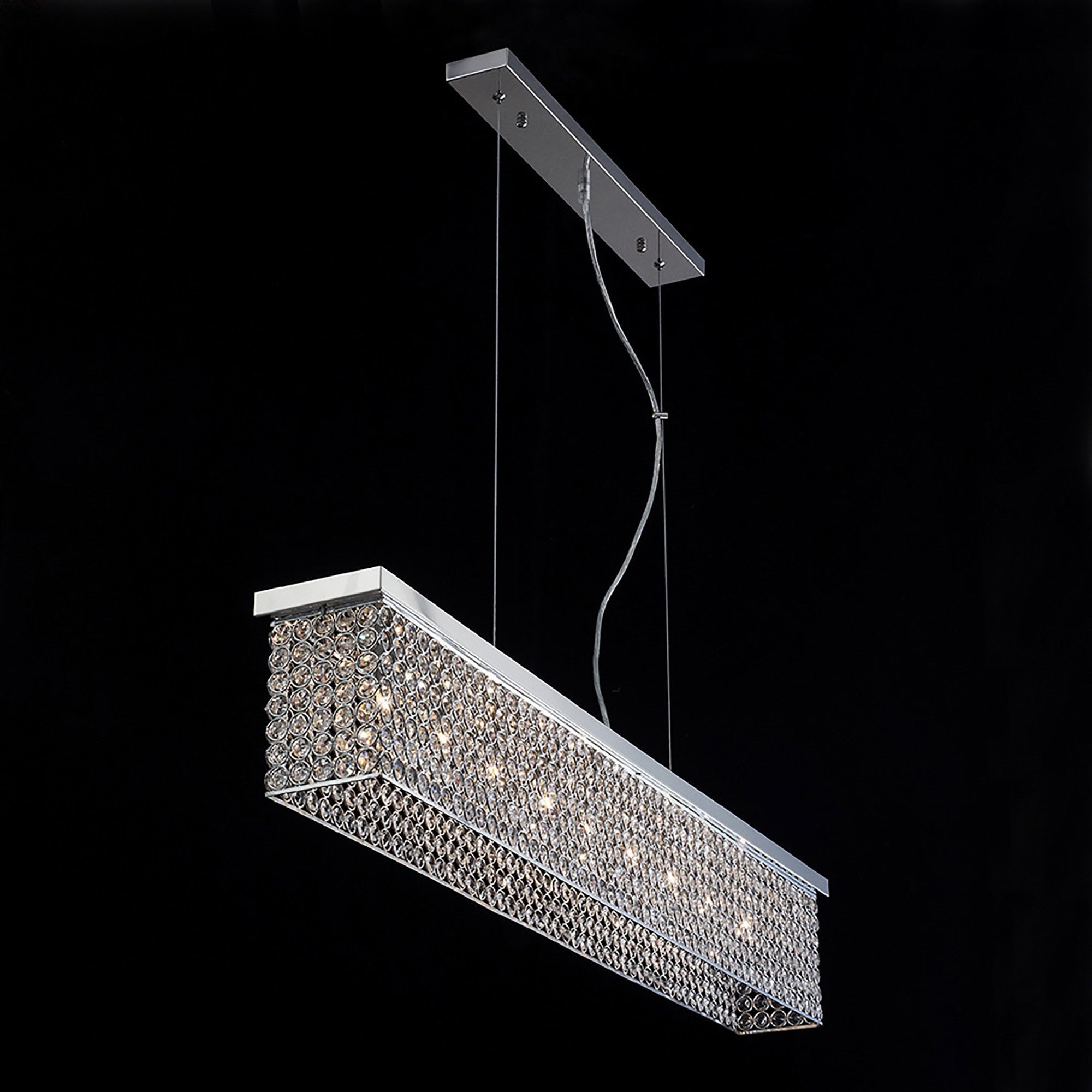 Diyas Piazza 9 Light Rectangular Pendant - Polished Chrome & Crystal