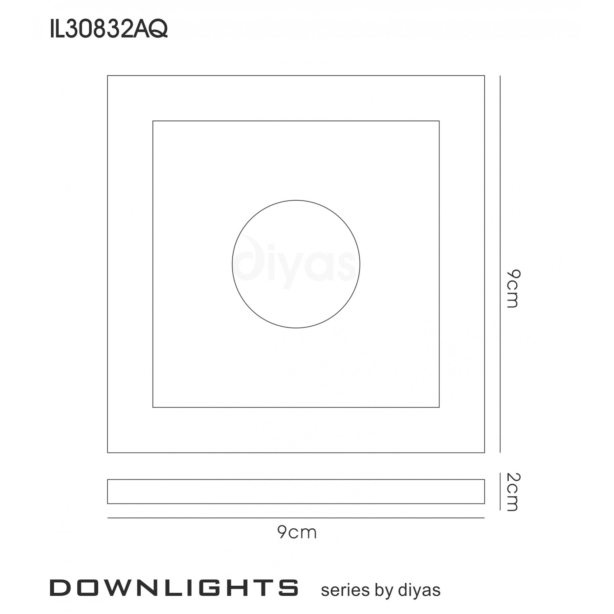 Diyas IL30832AQ Crystal Bubble Downlight Square Rim Only Aqua,IL30800 Required To Complete The Item