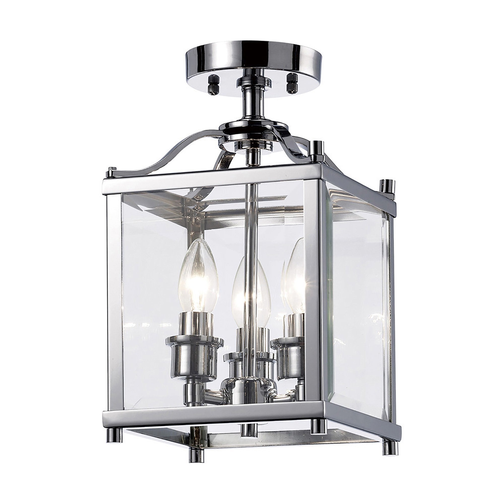 Diyas IL31100 Aston Semi Ceiling 3 Light Polished Chrome/Glass