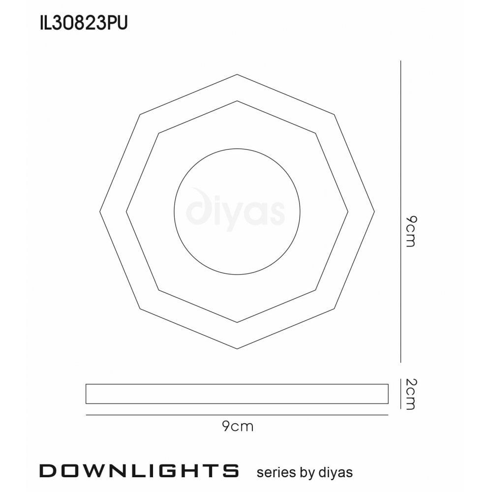 Diyas IL30823PU Crystal Downlight Deep Hexagonal Rim Only Purple,IL30800 Required To Complete The Item