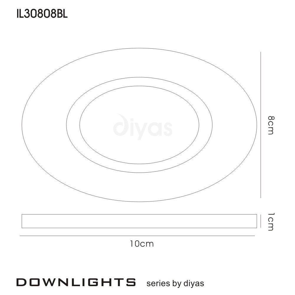 Diyas IL30808BL Crystal Downlight Oval Rim Only Black,IL30800 Required To Complete The Item