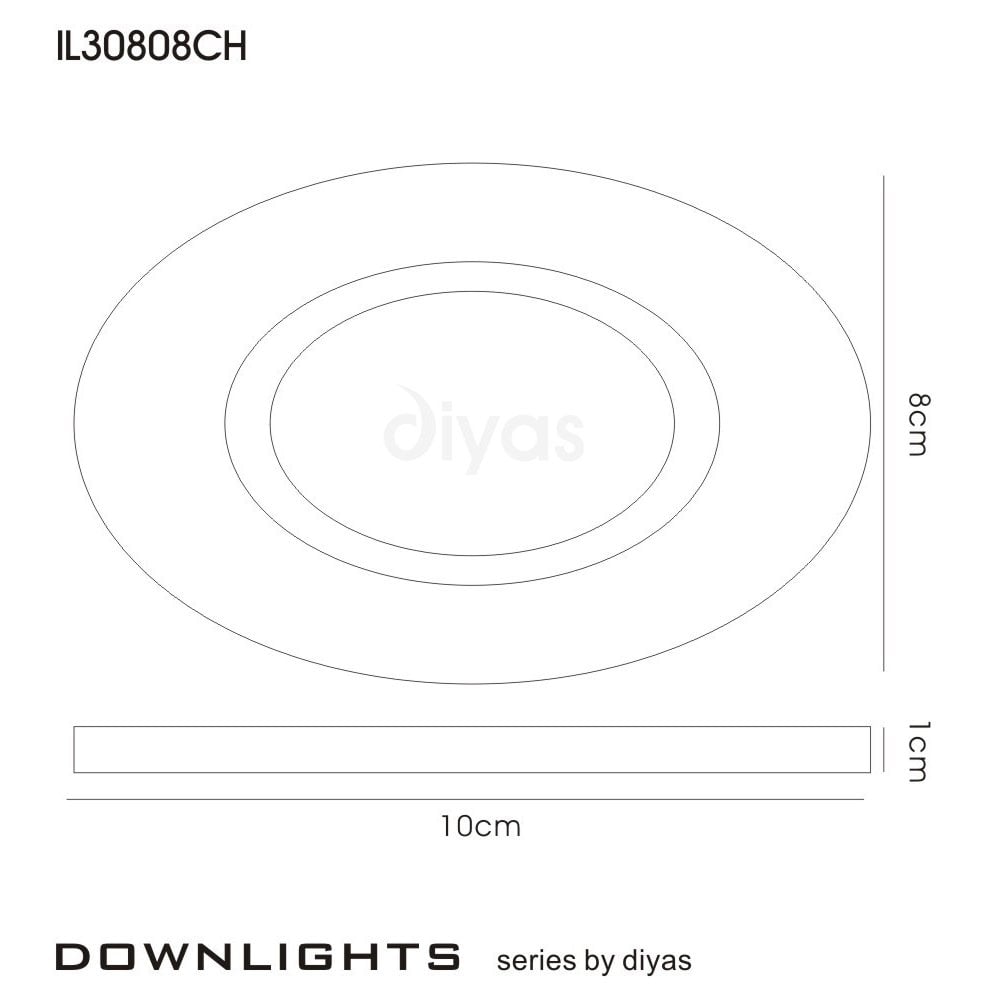Diyas IL30808CH Crystal Downlight Oval Rim Only Clear,IL30800 Required To Complete The Item