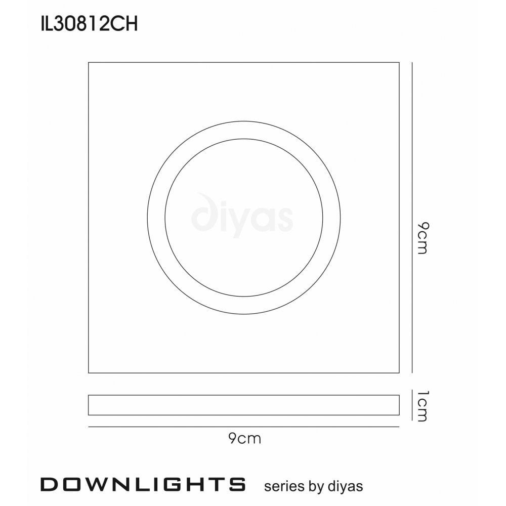Diyas IL30812CH Crystal Downlight Chamfered Square Rim Only Clear,IL30800 Required To Complete The Item